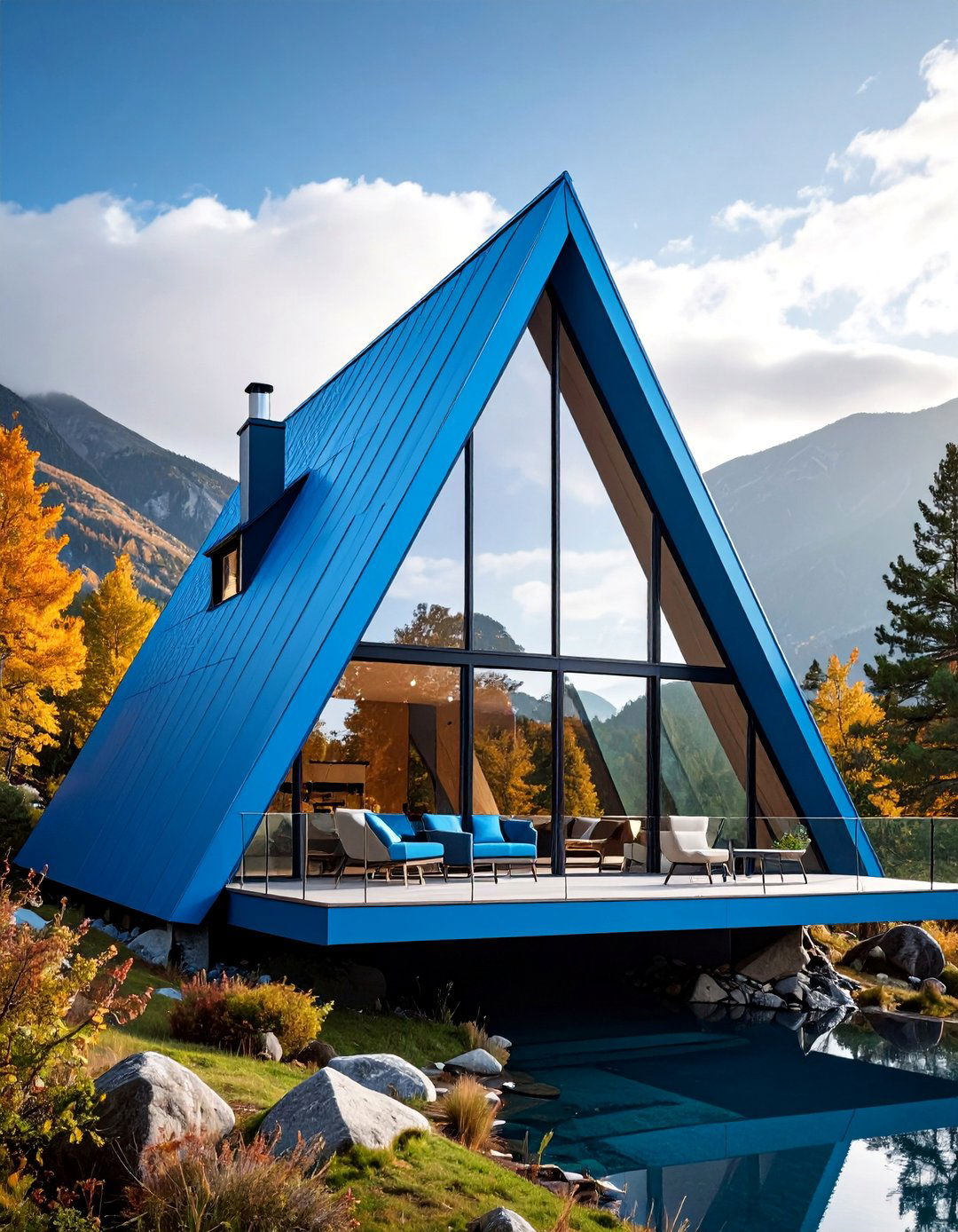 Contemporary Blue Metal Roof A Frame with Glass Walls - 25 houses with blue metal roofs