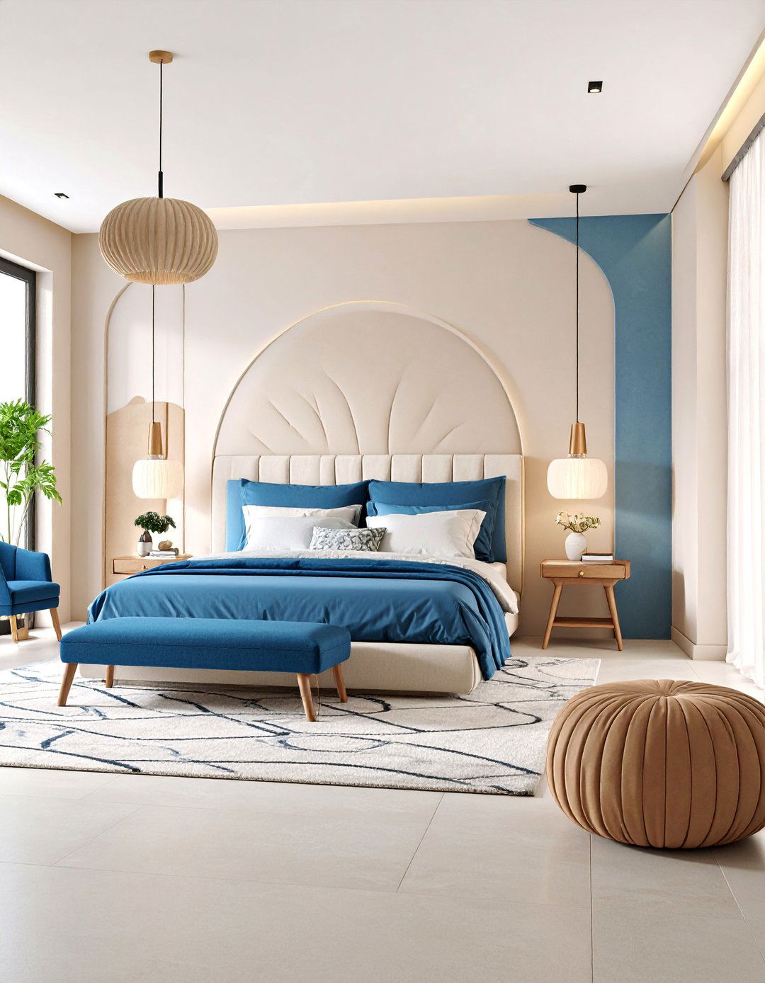 Contemporary Blue and Beige Bedroom - 25 blue and beige bedroom ideas