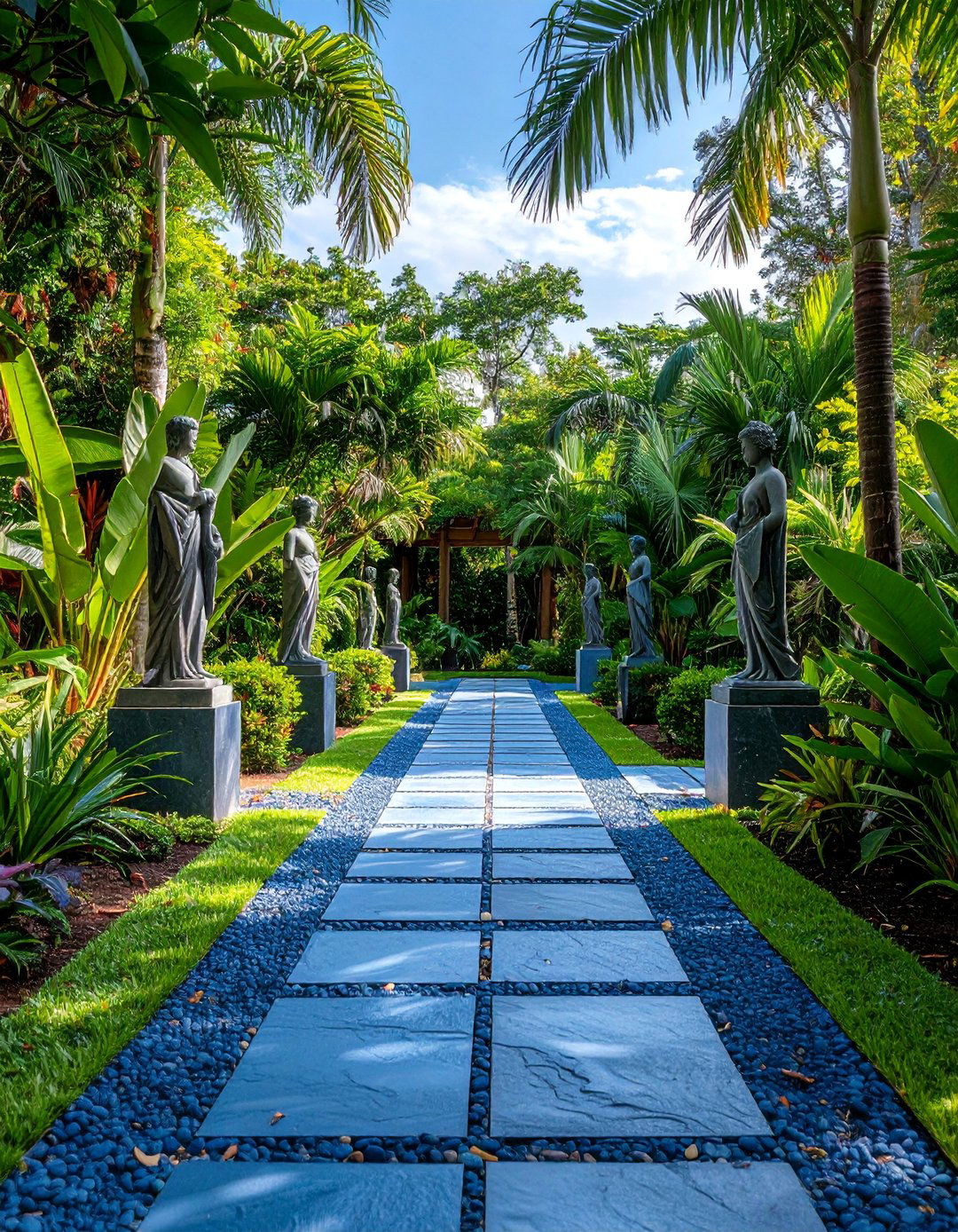Contemporary Bluestone Walkway with Modern Sculptures - 25 Bluestone Walkway Ideas