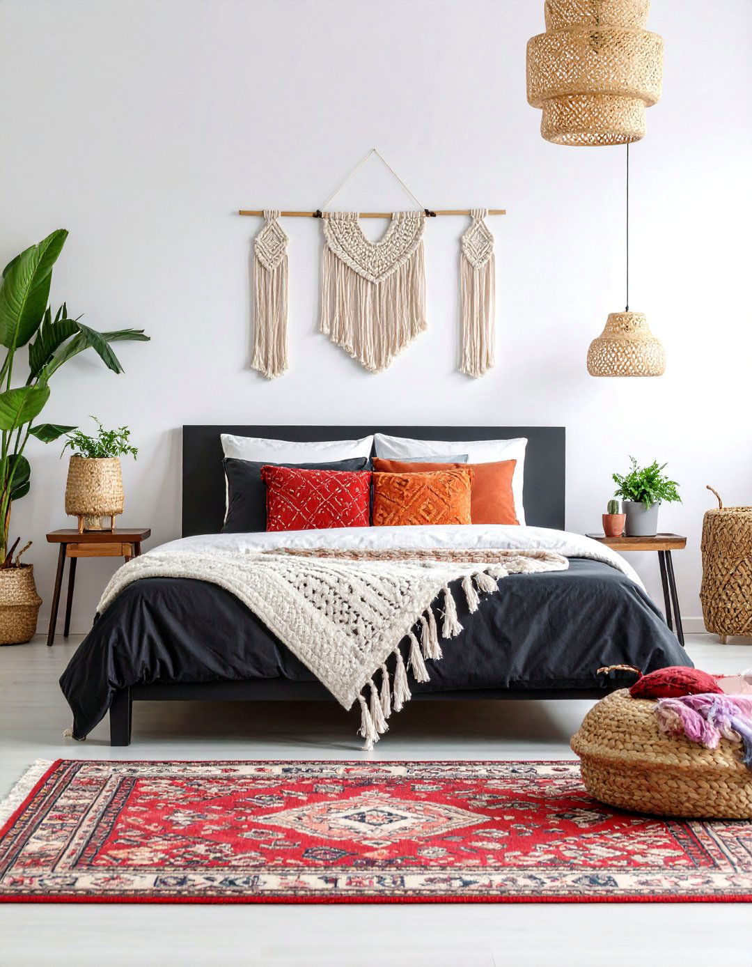 Contemporary Boho Chic Bedroom Fusion - 25 red black and white bedroom ideas
