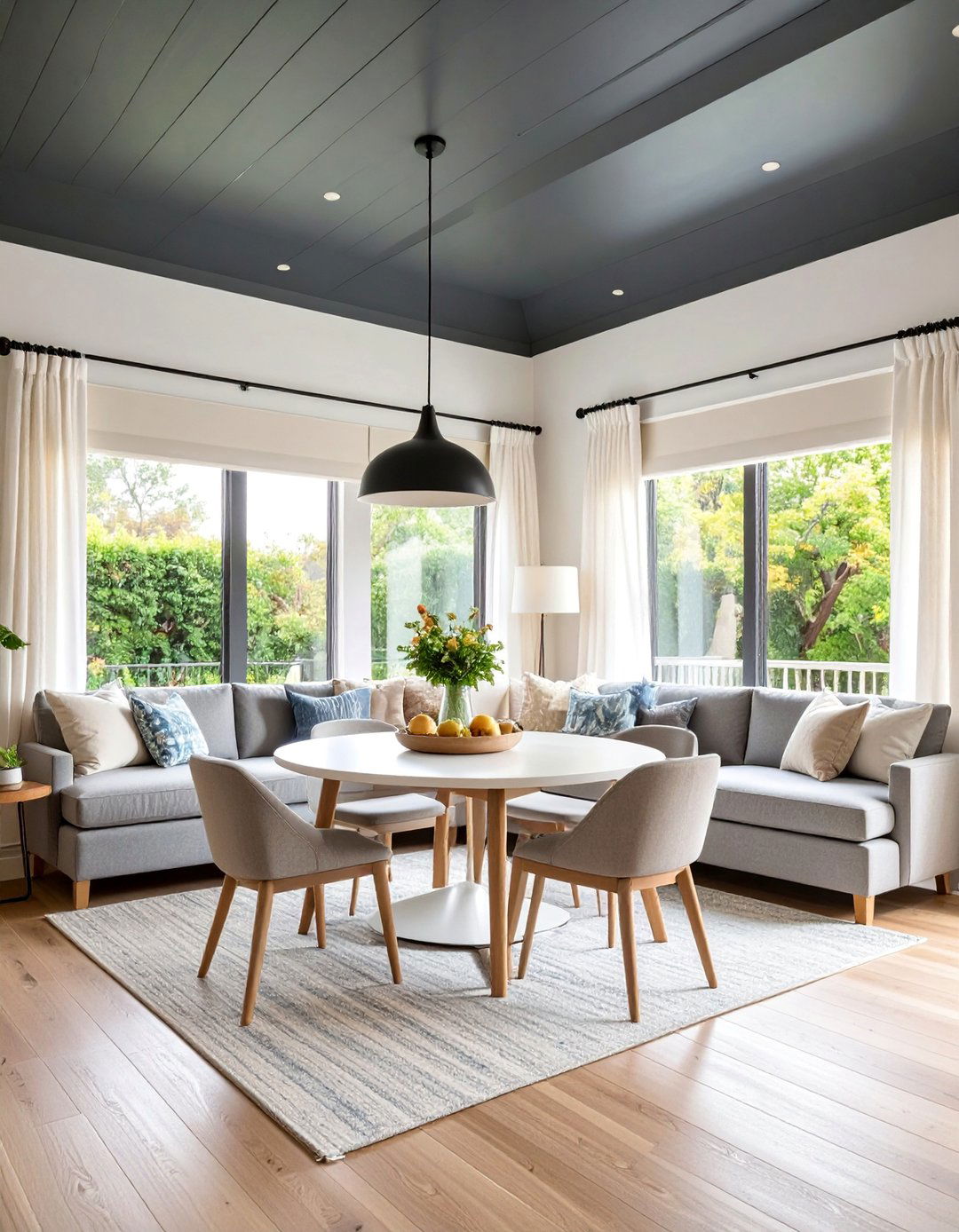 Contemporary Breakfast Nook Design - 25 Black Ceiling With Grey Walls