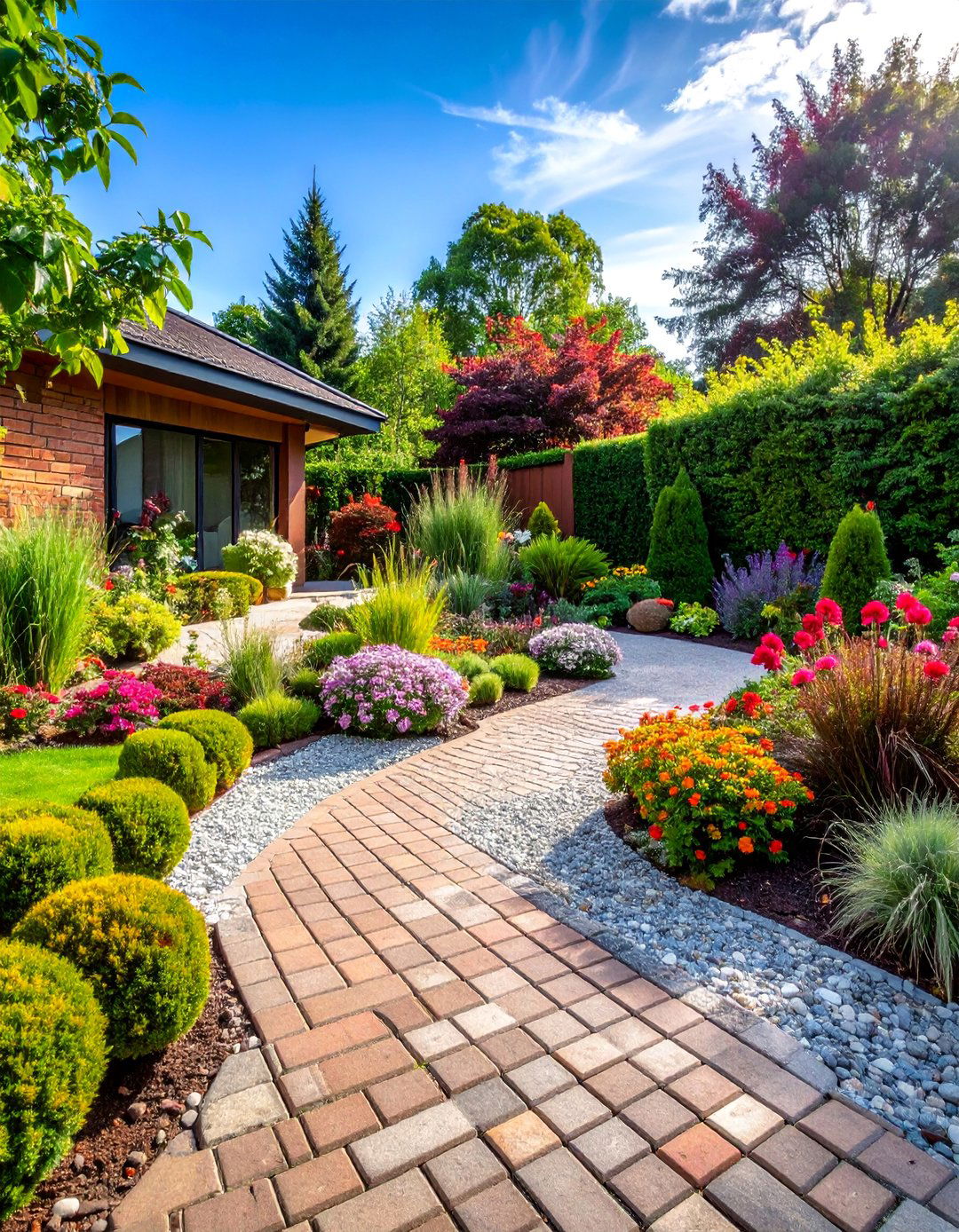 Contemporary Brick and Gravel Garden - 25 Brick Landscaping Ideas