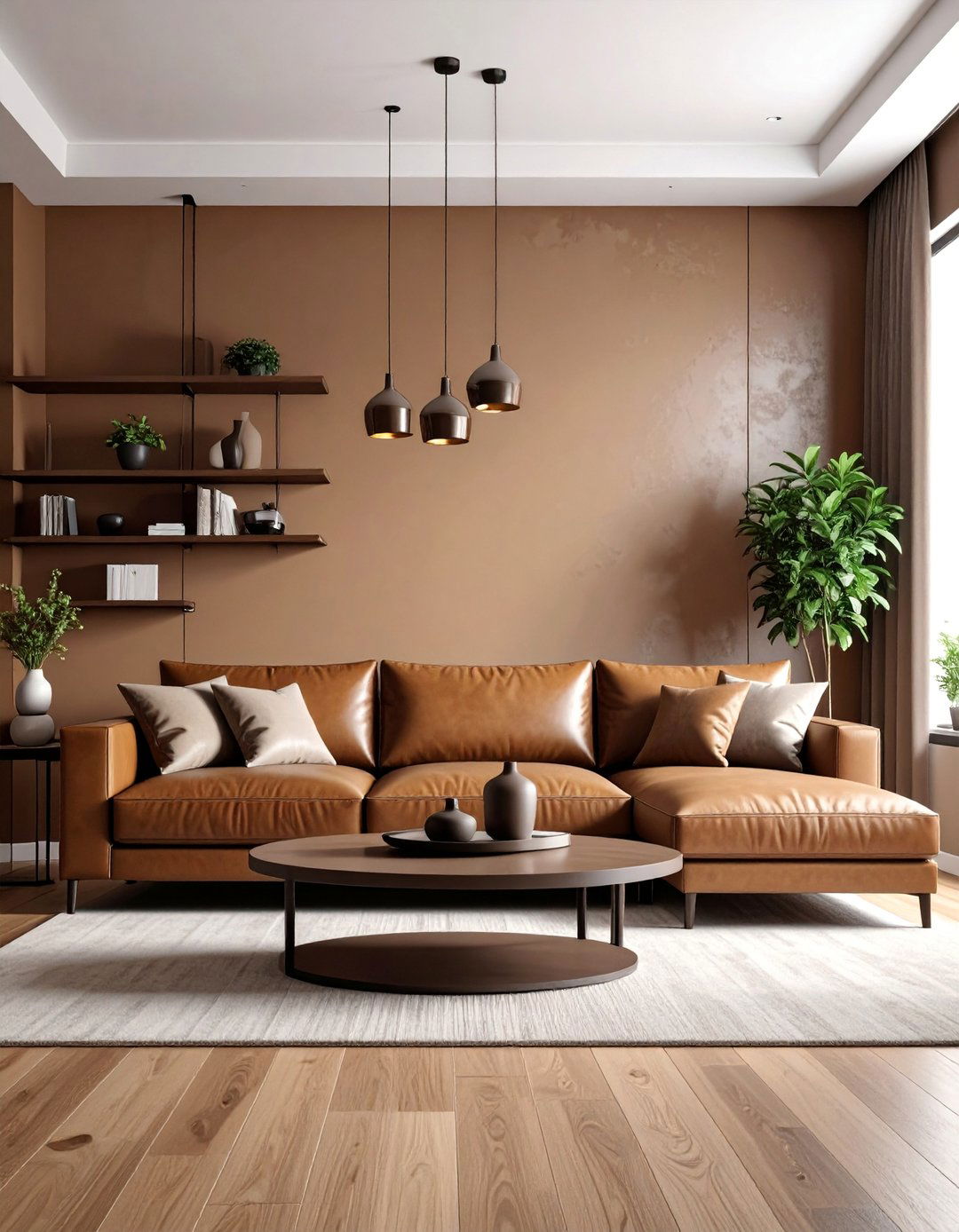 Contemporary Brown Monochromatic Zen - 25 Brown Living Room Ideas
