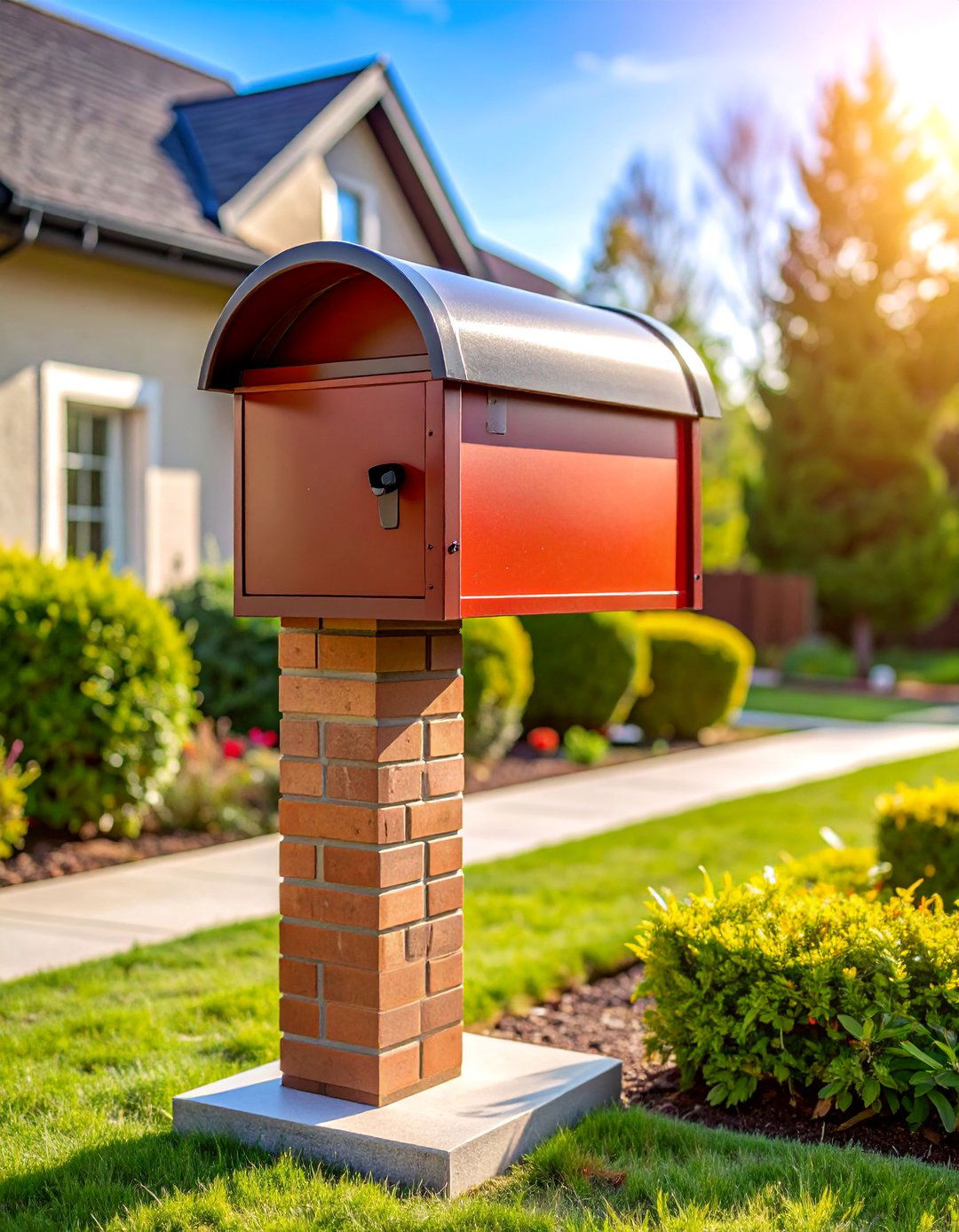 Contemporary Cantilevered Brick Mailbox - 25 Brick Mailbox Ideas