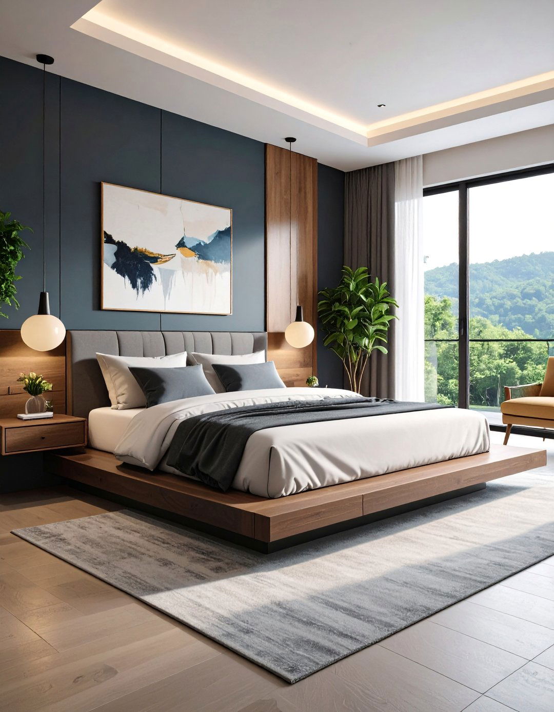 Contemporary Charcoal Platform Bedroom - 25 Charcoal Bedroom Ideas