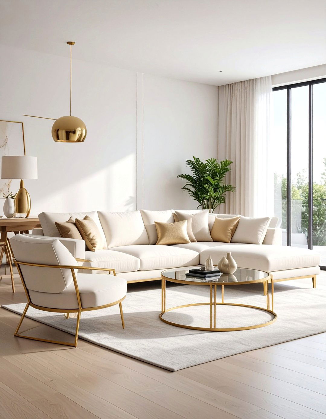 Contemporary Chic Cream and Gold Living Room - 25 Cream and Gold Living Room Ideas