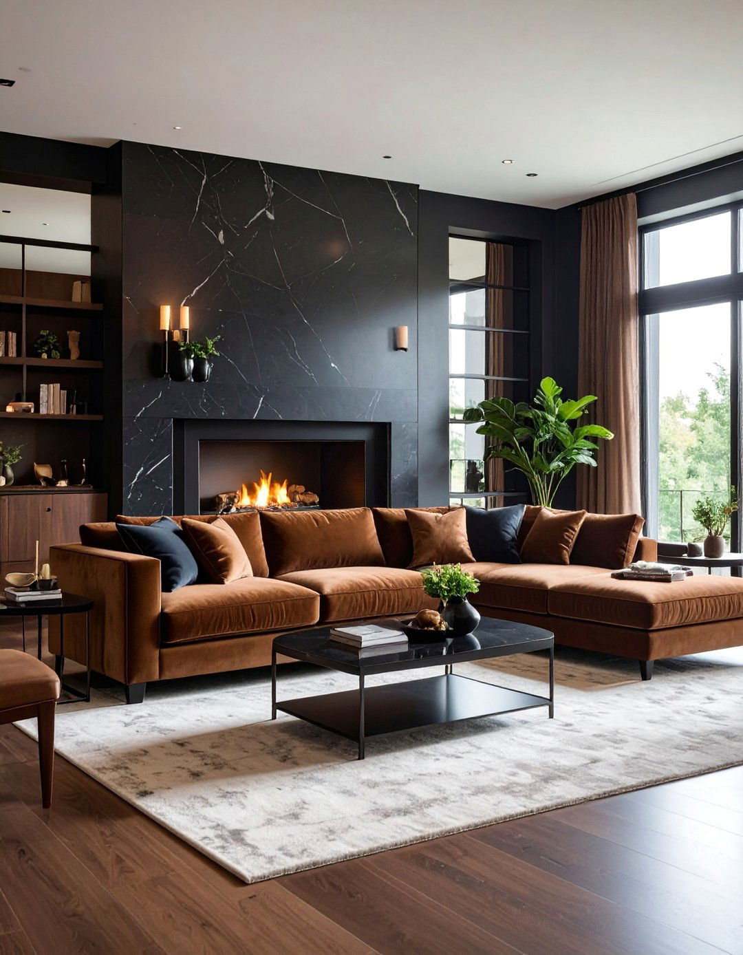 Contemporary Chocolate and Black Living Room - 25 Black and Brown Living Room Ideas