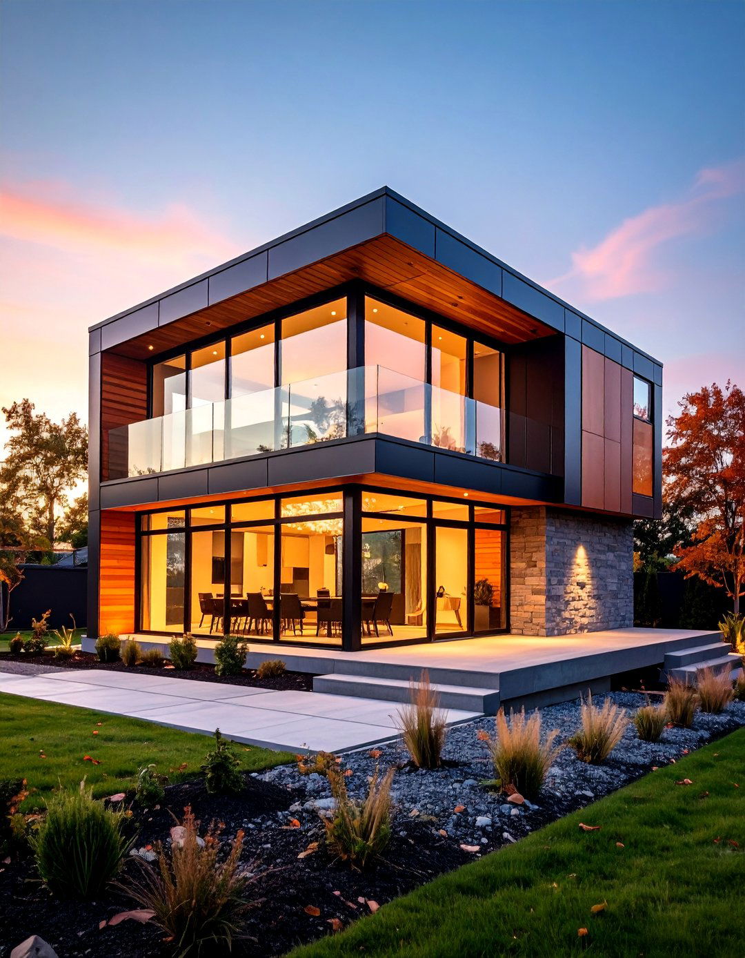 Contemporary Clay Cube with Steel Accents - 25 Home Designs Using Natural Clay Siding Colors