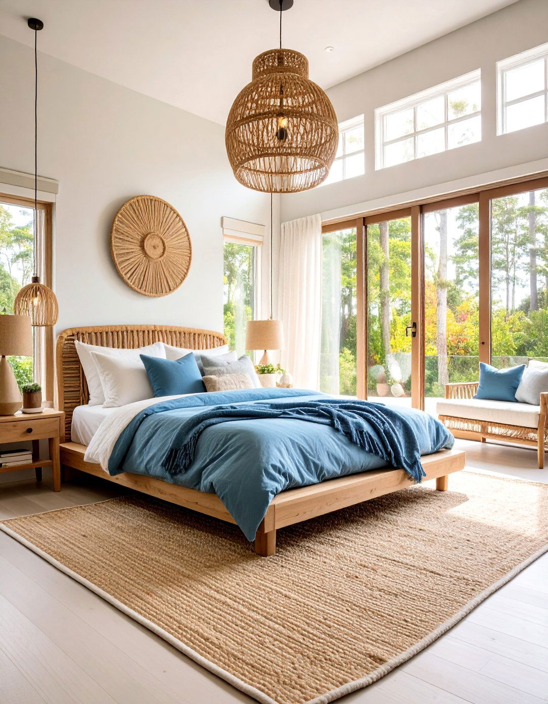 Contemporary Coastal Bedroom with Floor to Ceiling Windows - 25 Master Bedroom Ideas