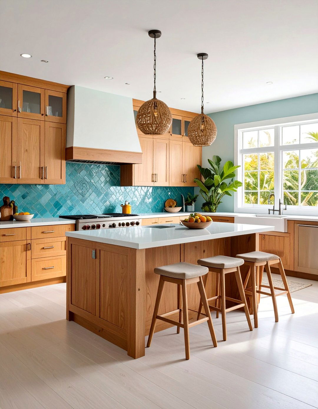 Contemporary Coastal Kitchen with Driftwood Finish Maple Cabinets - 25 Kitchens With Light Wood Cabinets