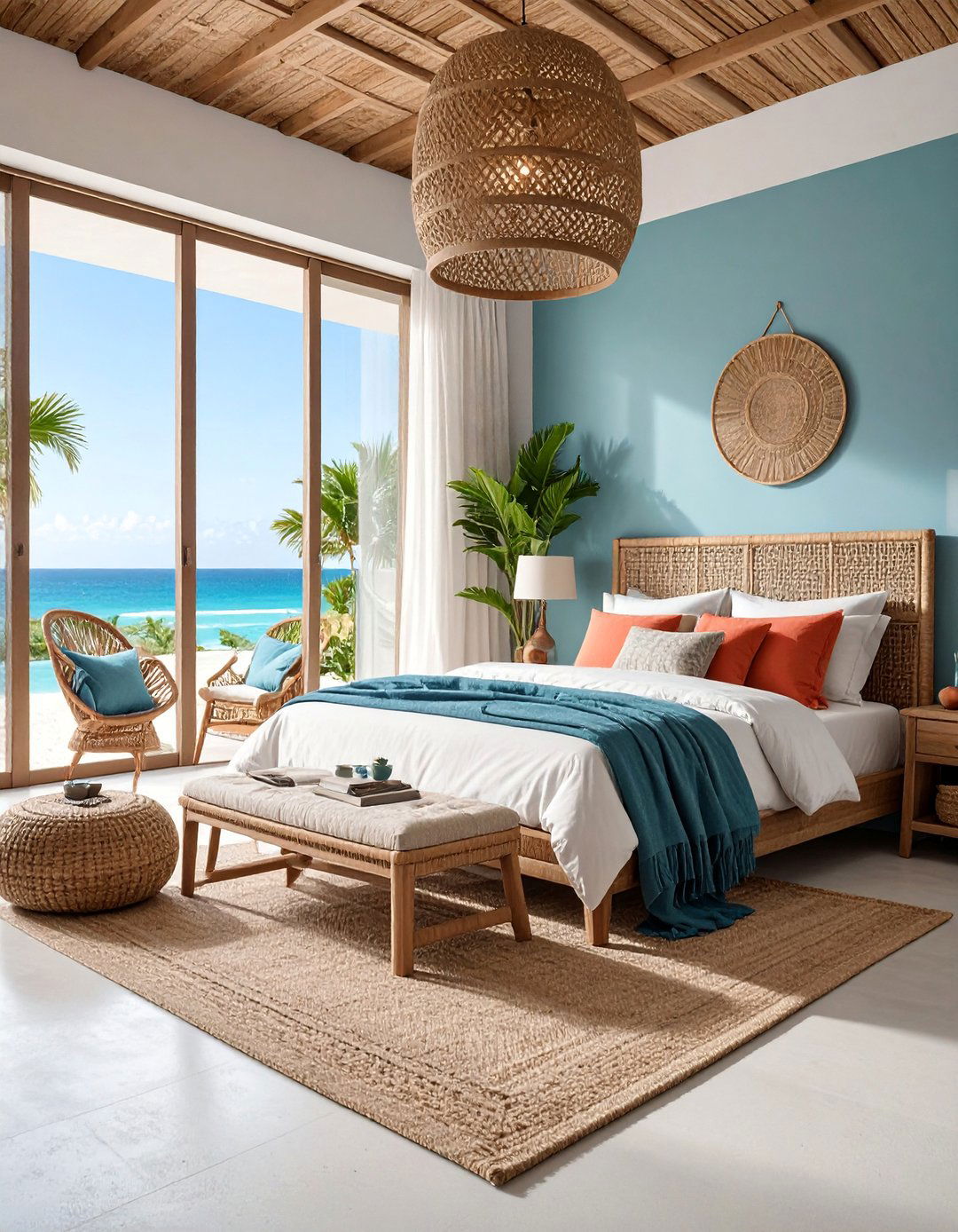 Contemporary Coastal with White Washed Finish - 25 Concrete Floor Bedroom Ideas