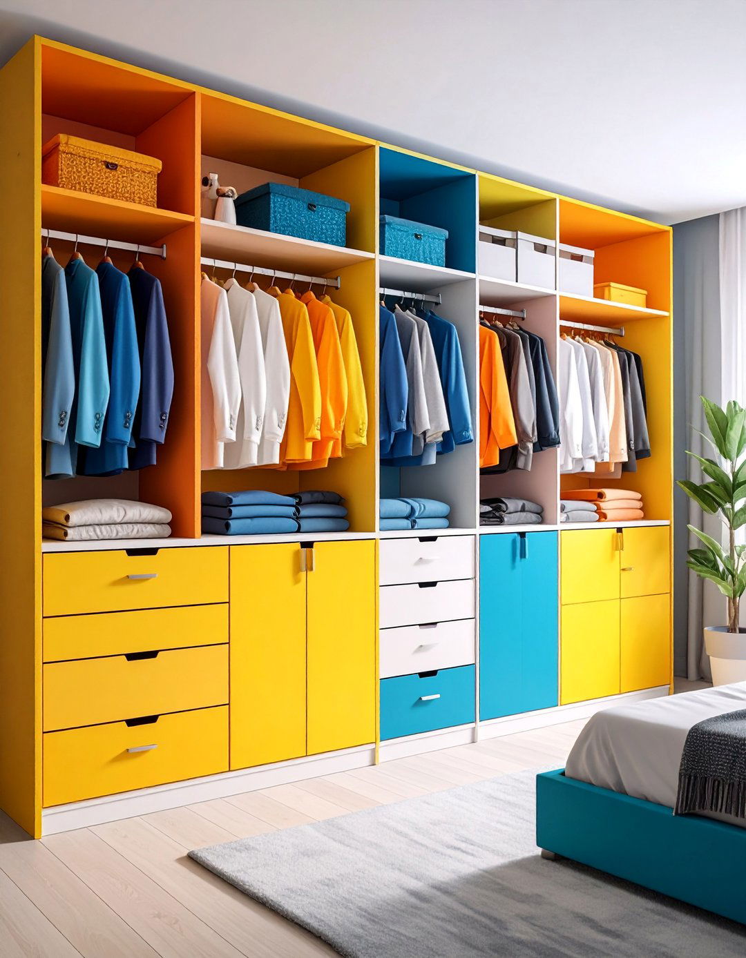 Contemporary Color Block Design - 25 closet curtain ideas