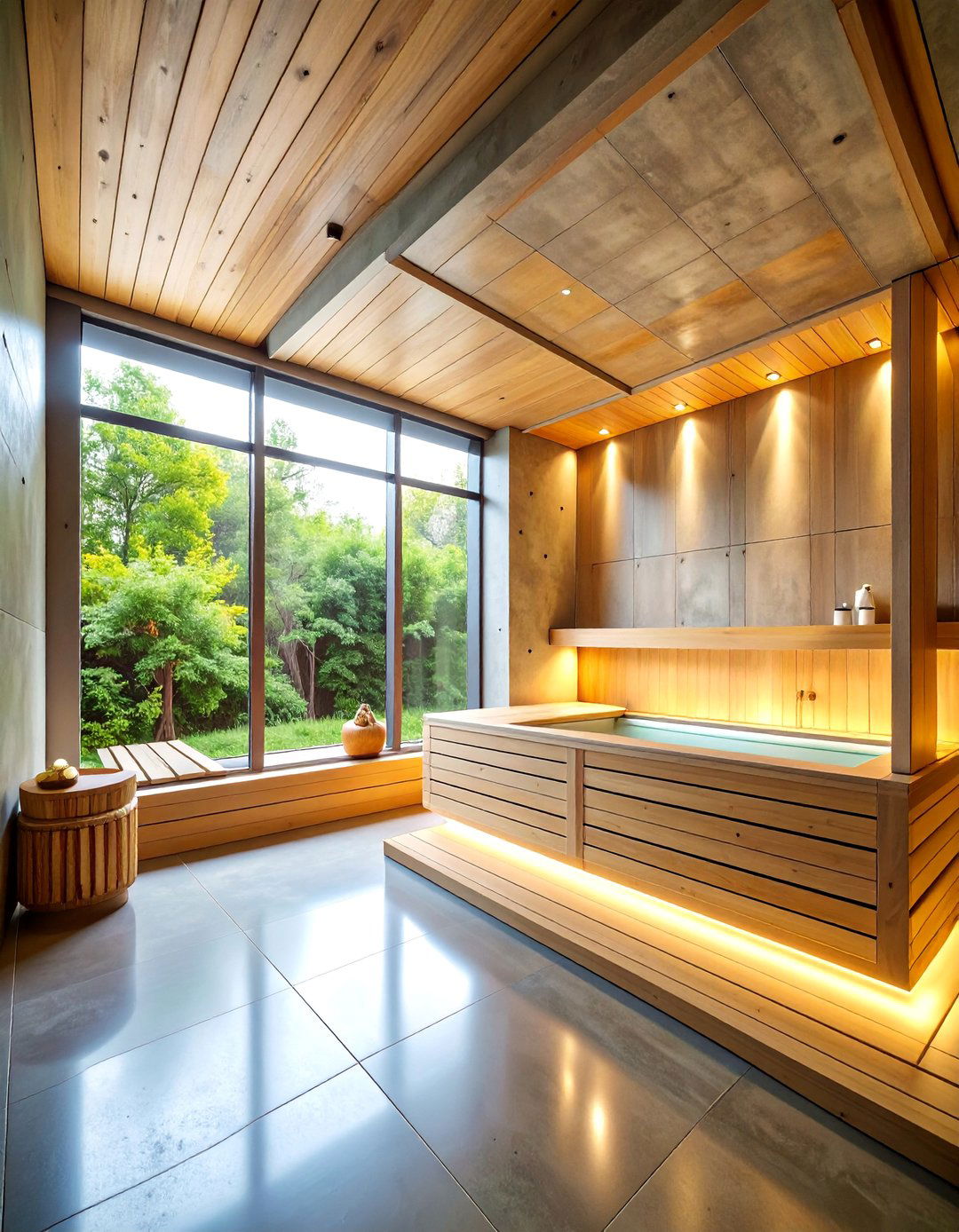 Contemporary Concrete and Steel Industrial Sauna - 25 Sauna Room Design Ideas