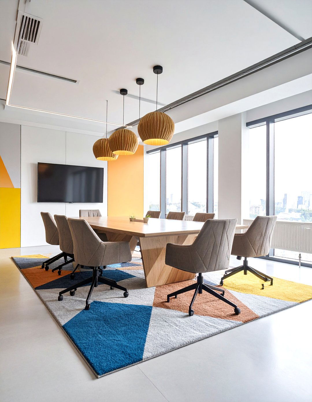 Contemporary Conference Room with Bold Geometric Pattern Integration - 25 Conference Room Design Ideas and Inspiration