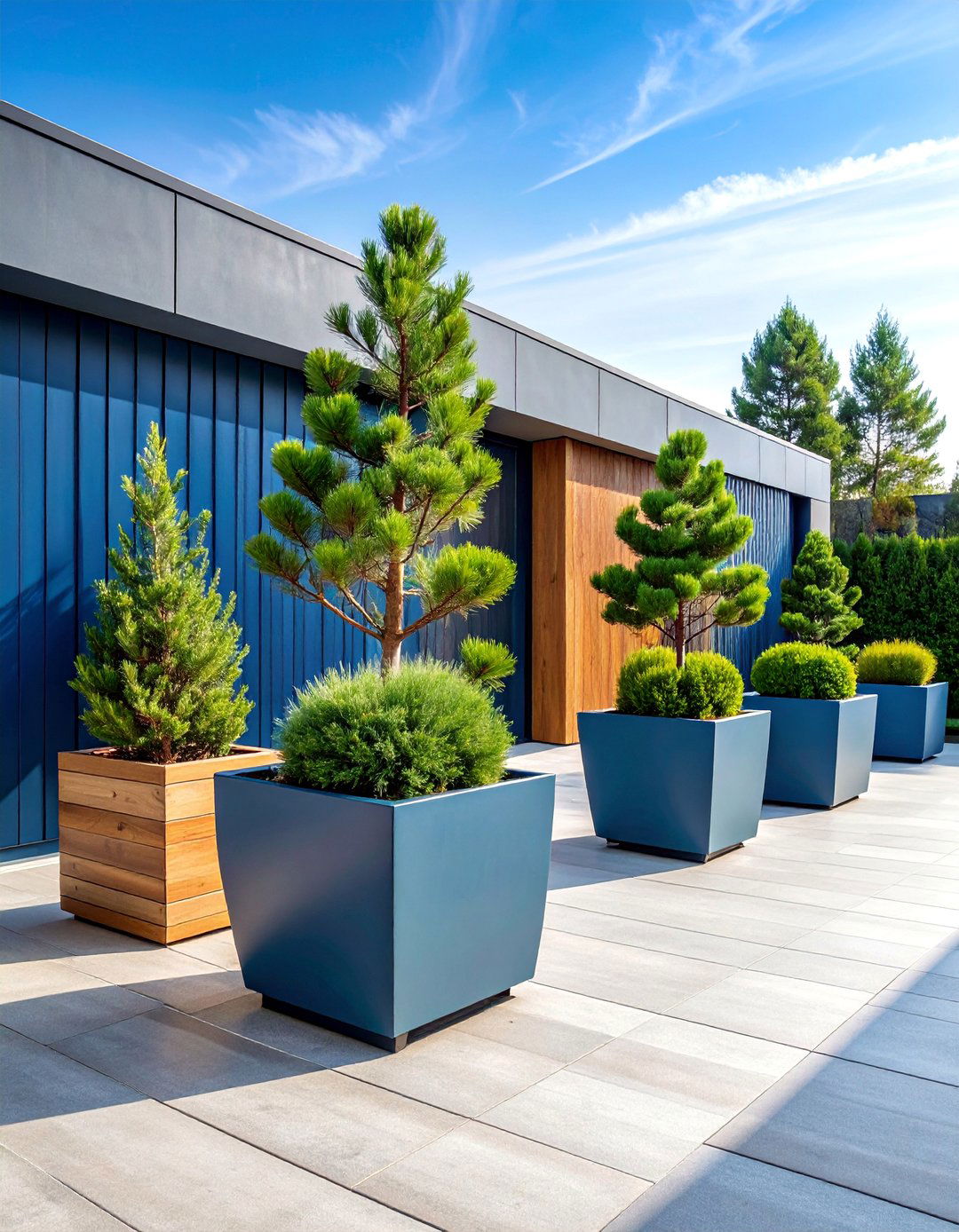 Contemporary Container Pine Garden - 25 Pine Tree Landscape Ideas