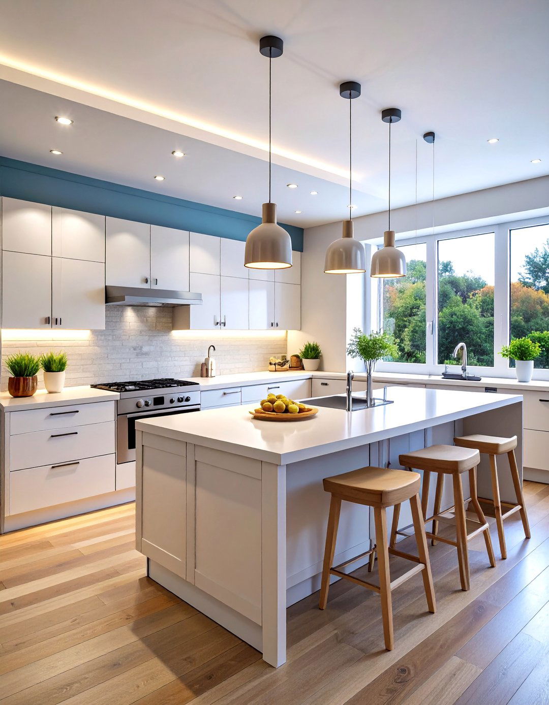 Contemporary Cool White Precision Lighting - 25 Cabinet Lighting Ideas