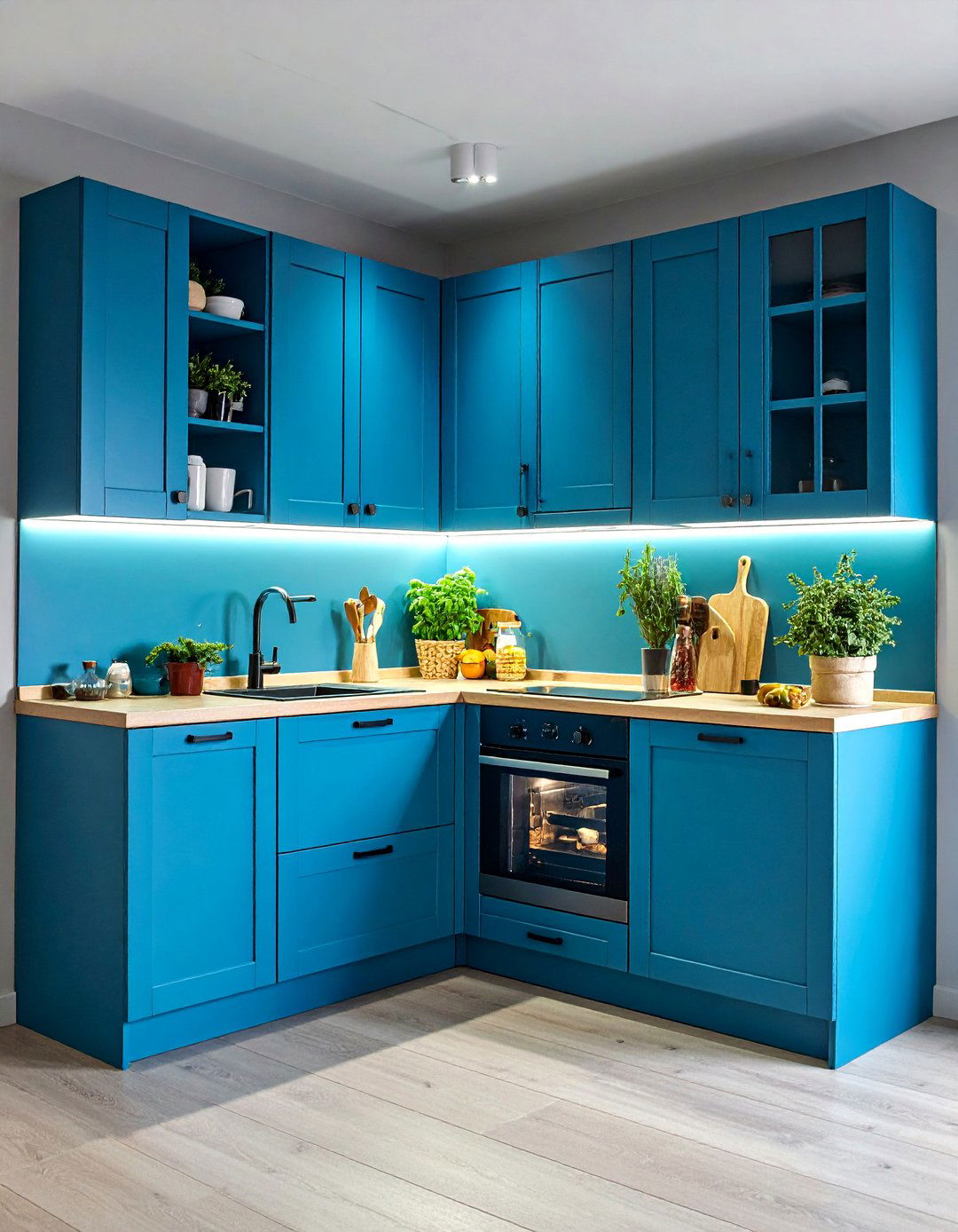 Contemporary Corner Pantry with Handleless Cabinets - 25 Corner Pantry Ideas