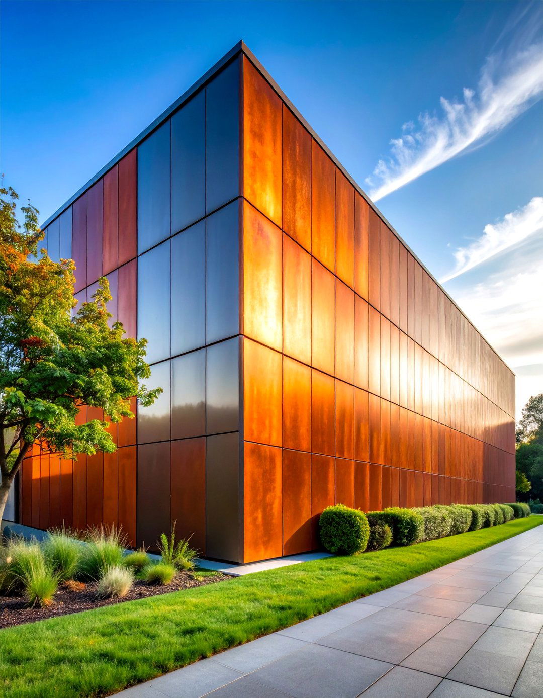 Contemporary Corten Steel Wall with Weathering Patina - 25 Garden Wall Ideas