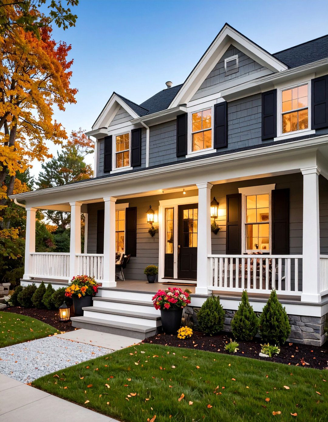 Contemporary Cottage with Black Shutters and Olive Siding - 25 Dark Olive Green House With Black Trim