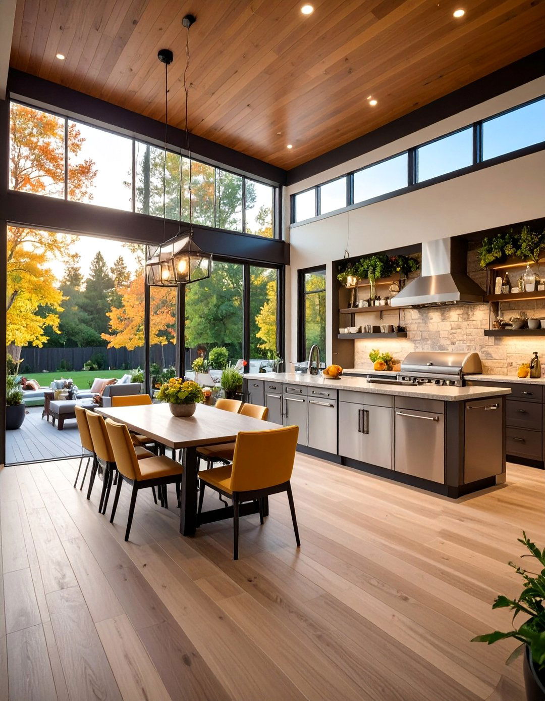Contemporary Covered Porch with Outdoor Kitchen - 25 Covered Porch Ideas