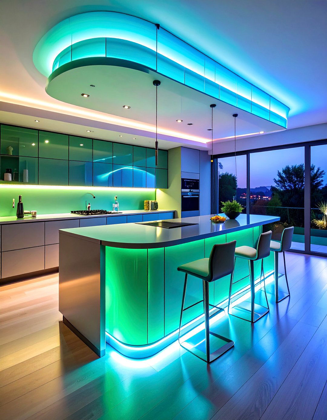 Contemporary Curved Acrylic Design - 25 Kitchen Island Lighting Ideas