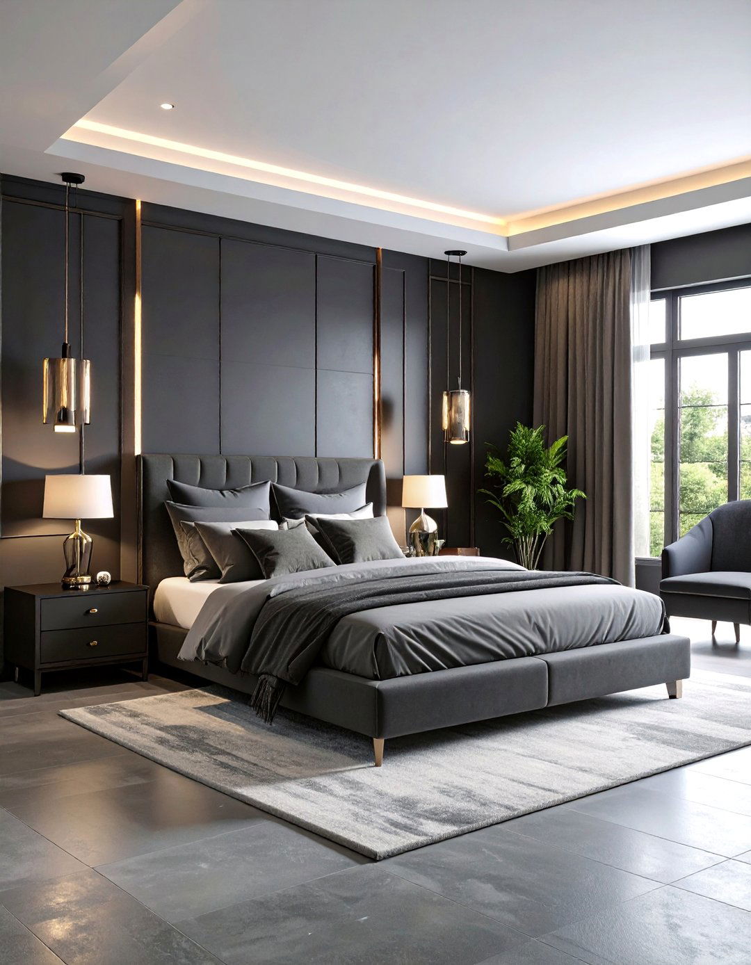 Contemporary Dark Grey with Black Accents - 25 Dark Grey Bedroom Ideas
