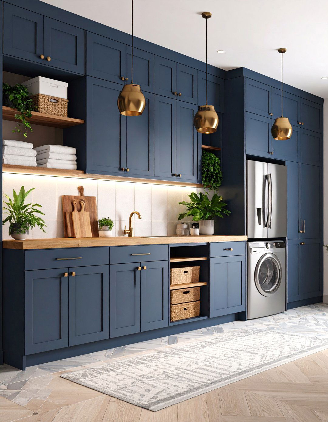 Contemporary Dark Mudroom Laundry Room with Bold Accents - 25 Mudroom Laundry Room Ideas