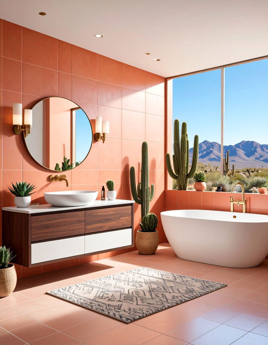 Contemporary Desert Powder Room with Statement Tile - 25 Desert Themed Room Ideas