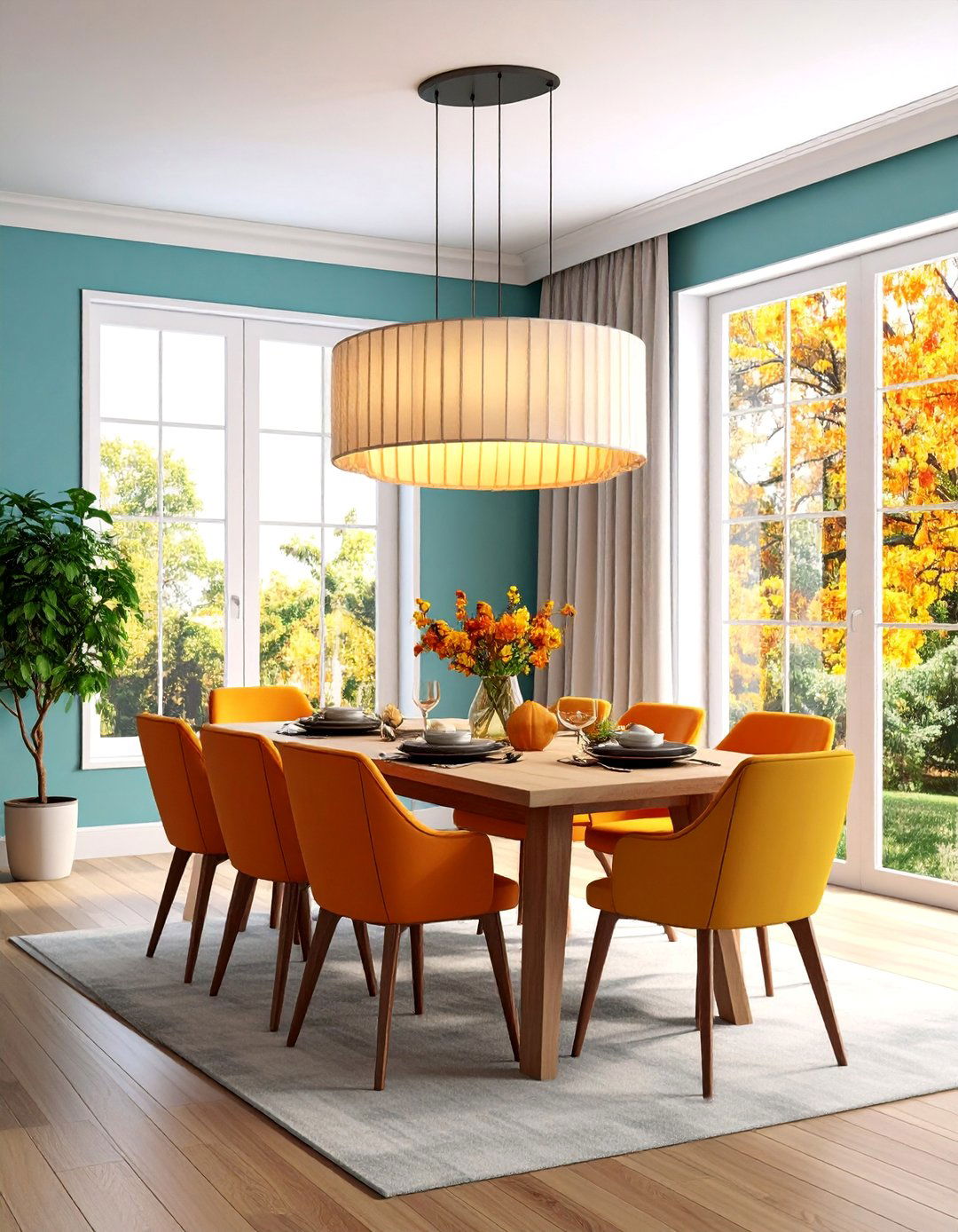 Contemporary Drum Shade Dining Room Chandelier Design - 25 Dining Room Lighting Ideas