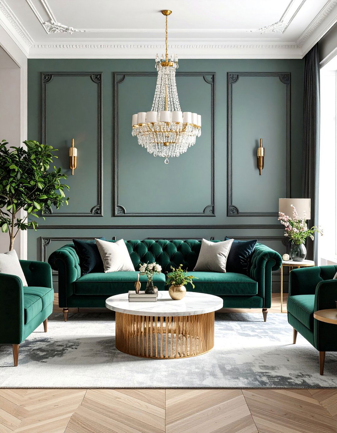 Contemporary Elegant Living Room with Grey Walls and Black Trim - 25 Living Room With Grey Walls and Black Trim