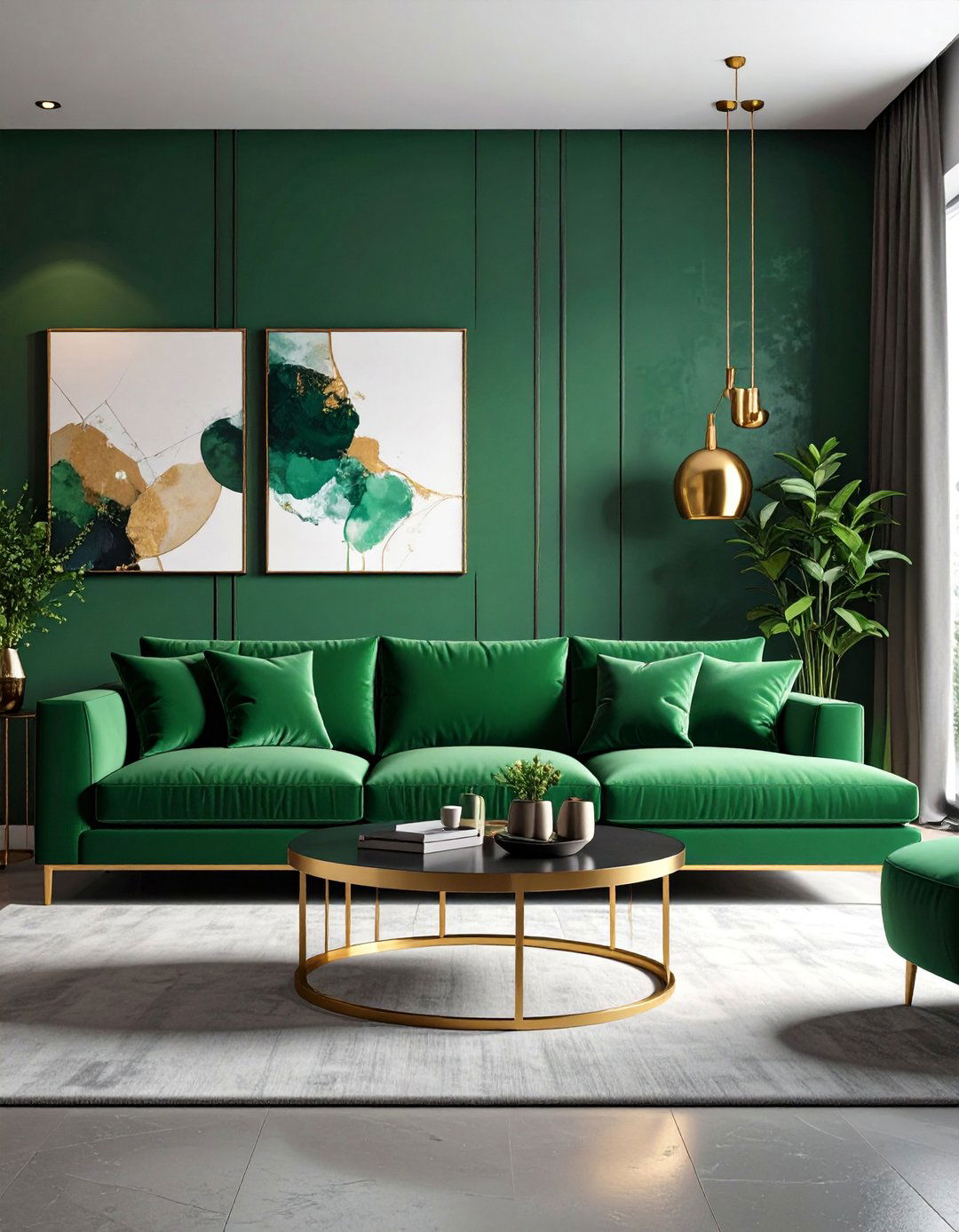 Contemporary Emerald and Metallic Gold Living Room - 25 Emerald Green and Gold Living Room Ideas