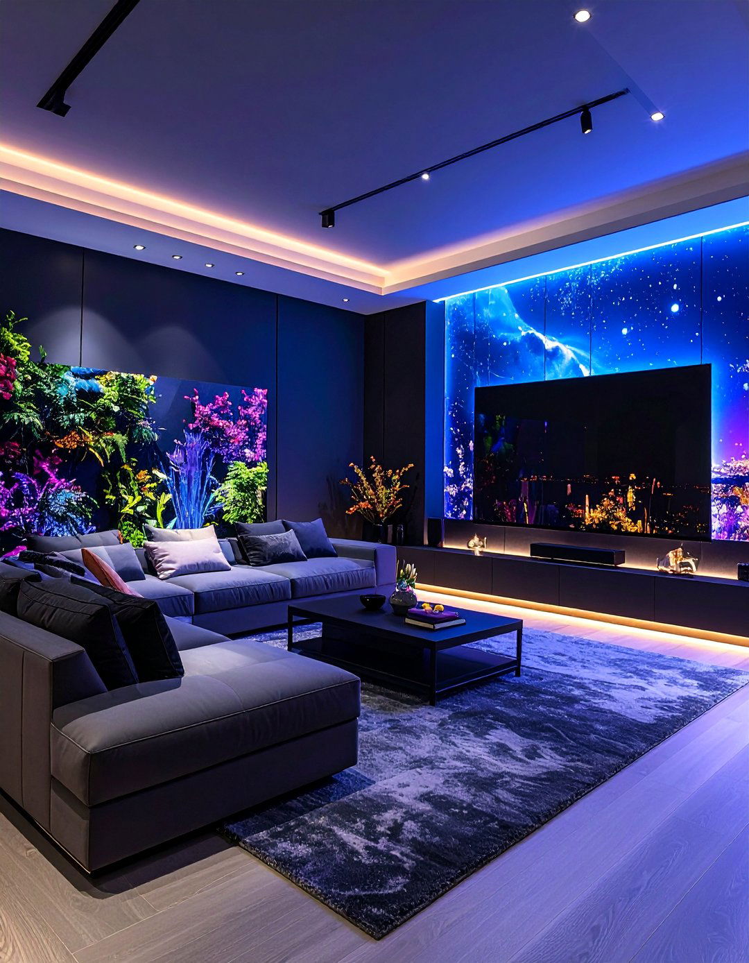 Contemporary Entertainment Living Room - 25 living room grey walls black trim