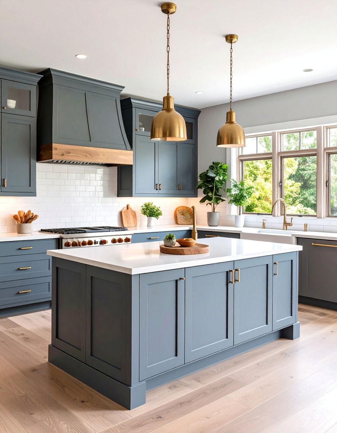 Contemporary Farmhouse Kitchen with Charcoal Grey and Brass Details - 25 Grey and White Kitchen Designs
