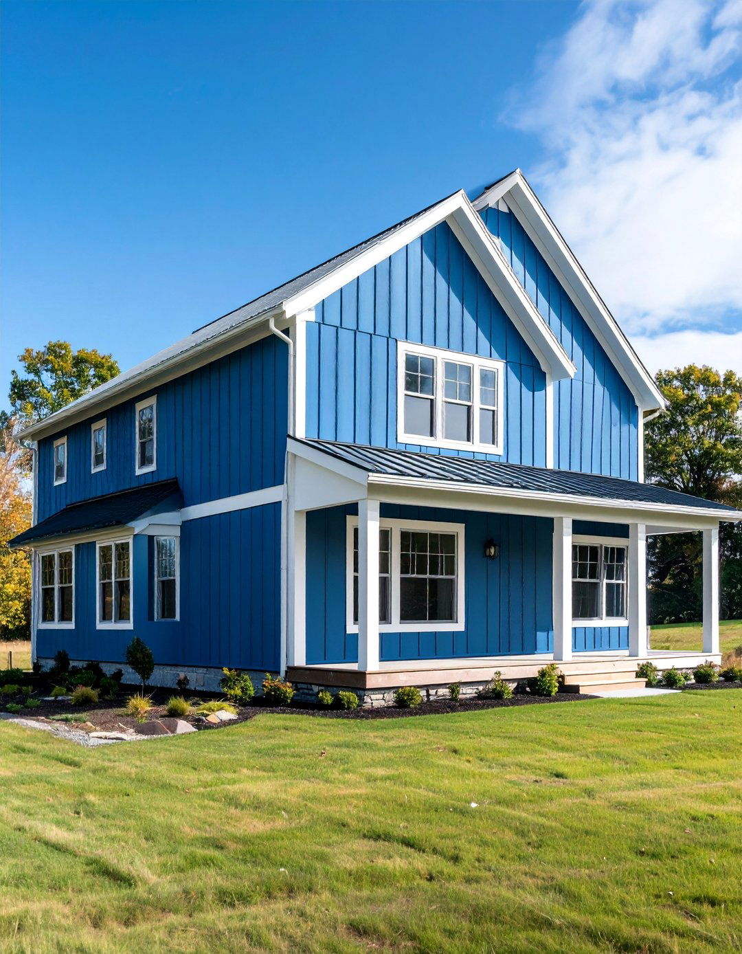 Contemporary Farmhouse Ocean Blue Clean Lines - 25 Blue House Siding With White Trim