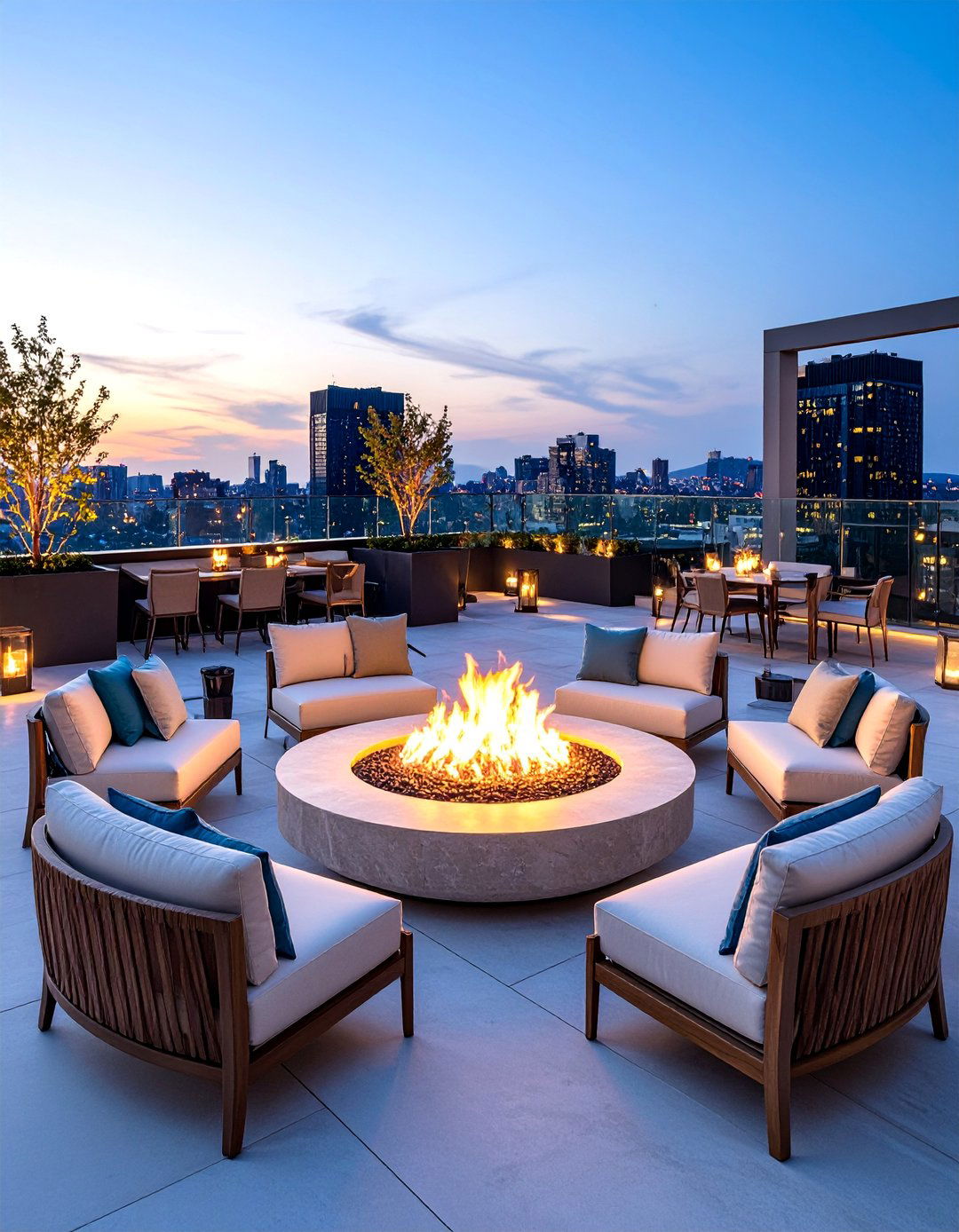 Contemporary Fire Pit Lounge Area - 25 Residential Rooftop Design Ideas
