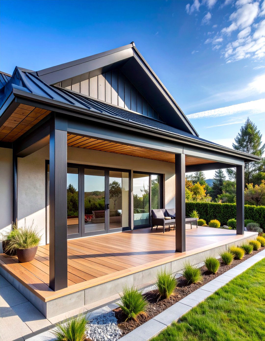 Contemporary Flat Metal Porch Roof - 25 Metal Roof Porch Design Ideas