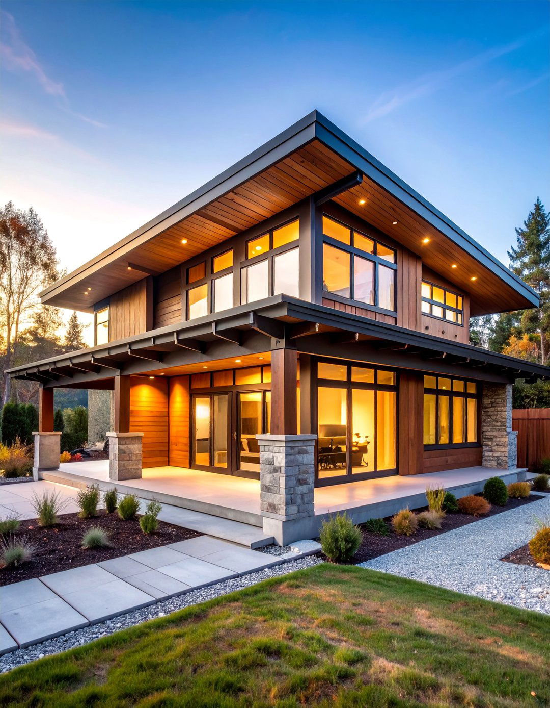 Contemporary Flat Roof Craftsman with Steel Accents - 25 Craftsman Style House Exterior Ideas