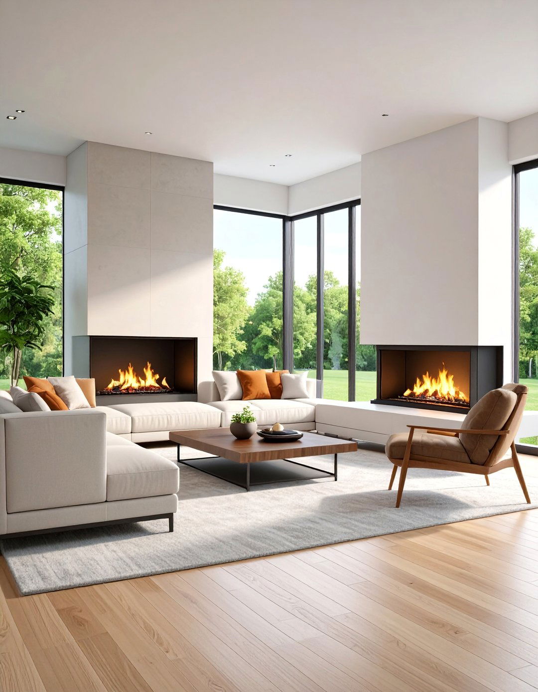 Contemporary Floating Corner Fireplace Design - 25 Corner Fireplace Ideas