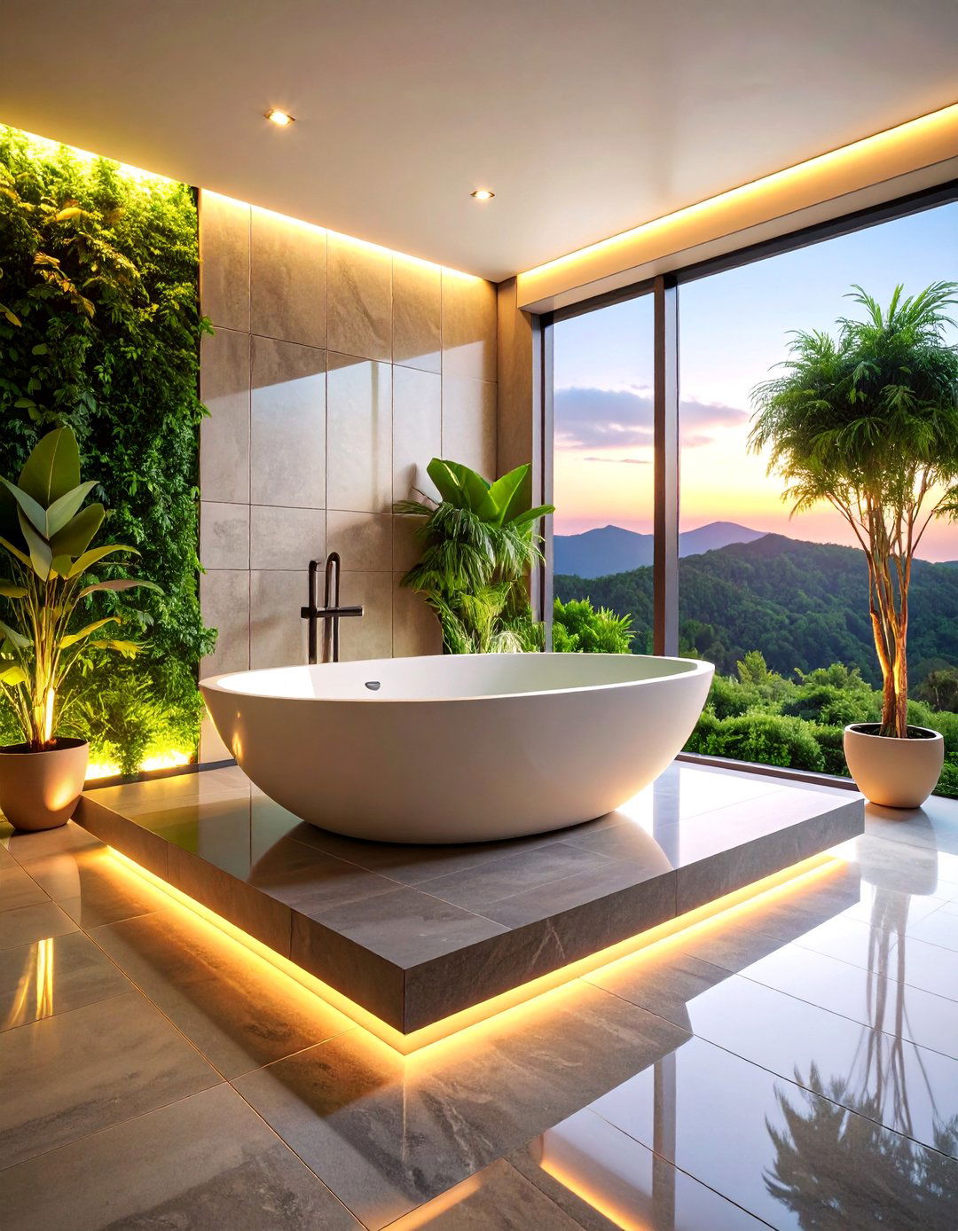 Contemporary Floating Tub Platform Design - 25 Tub-shower Combo Ideas