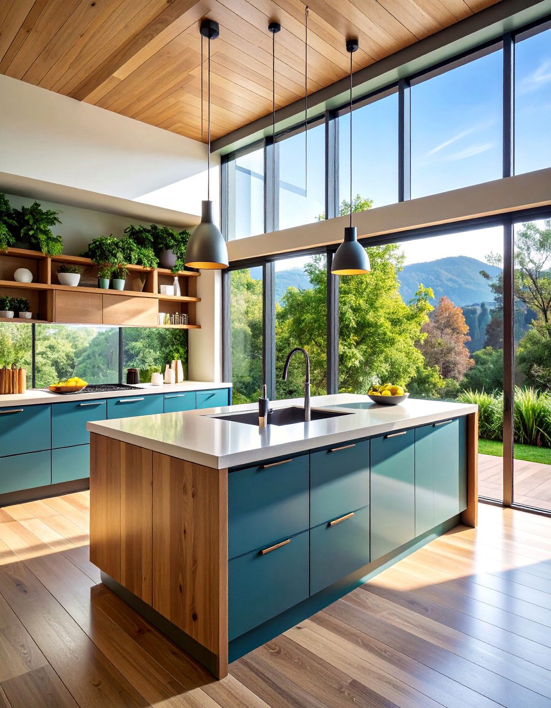 Contemporary Floor to Ceiling Glass - 25 Kitchen Window Ideas Over Sink