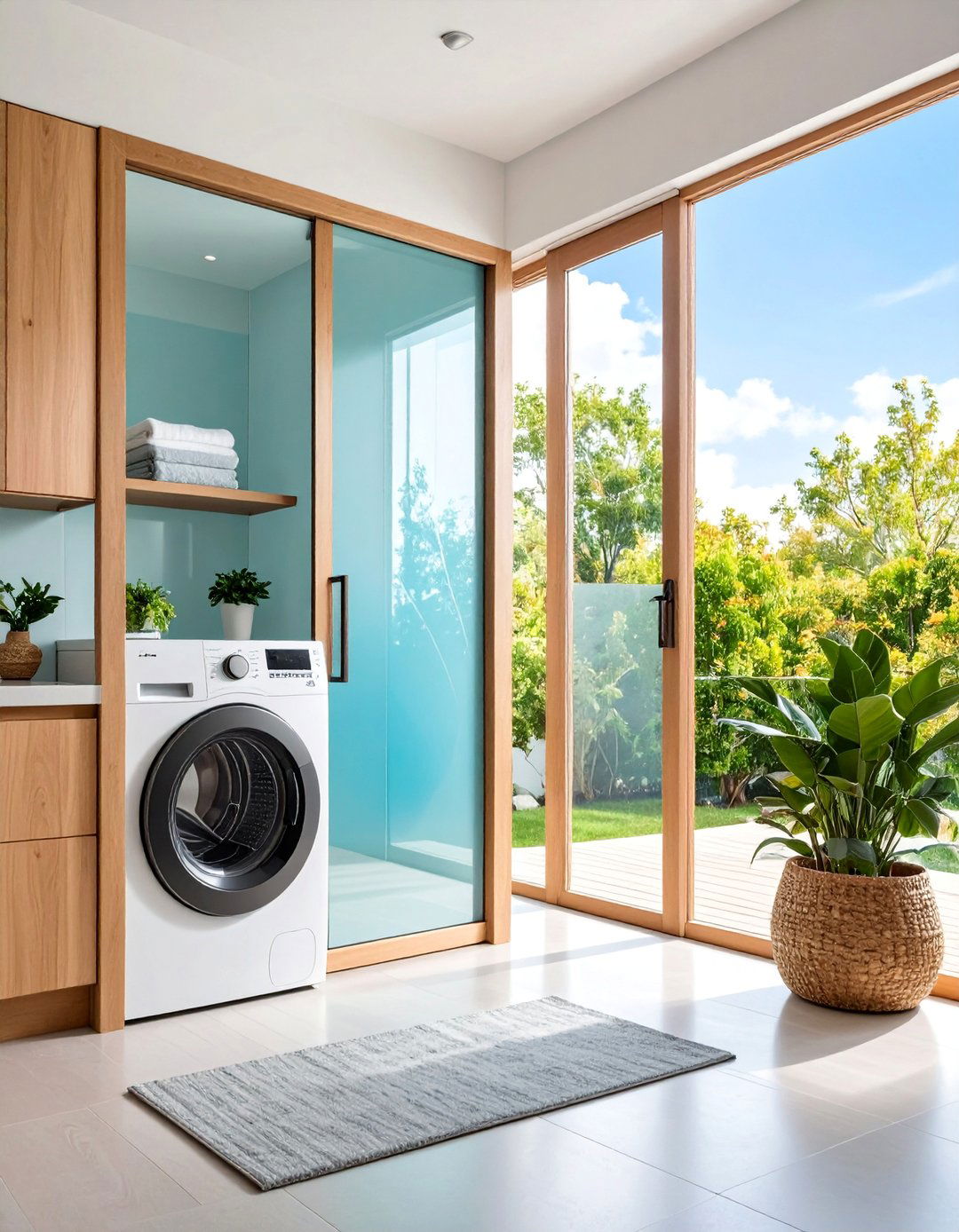 Contemporary Frosted Glass Door with Etched Laundry Design - 25 Laundry Room Door Ideas