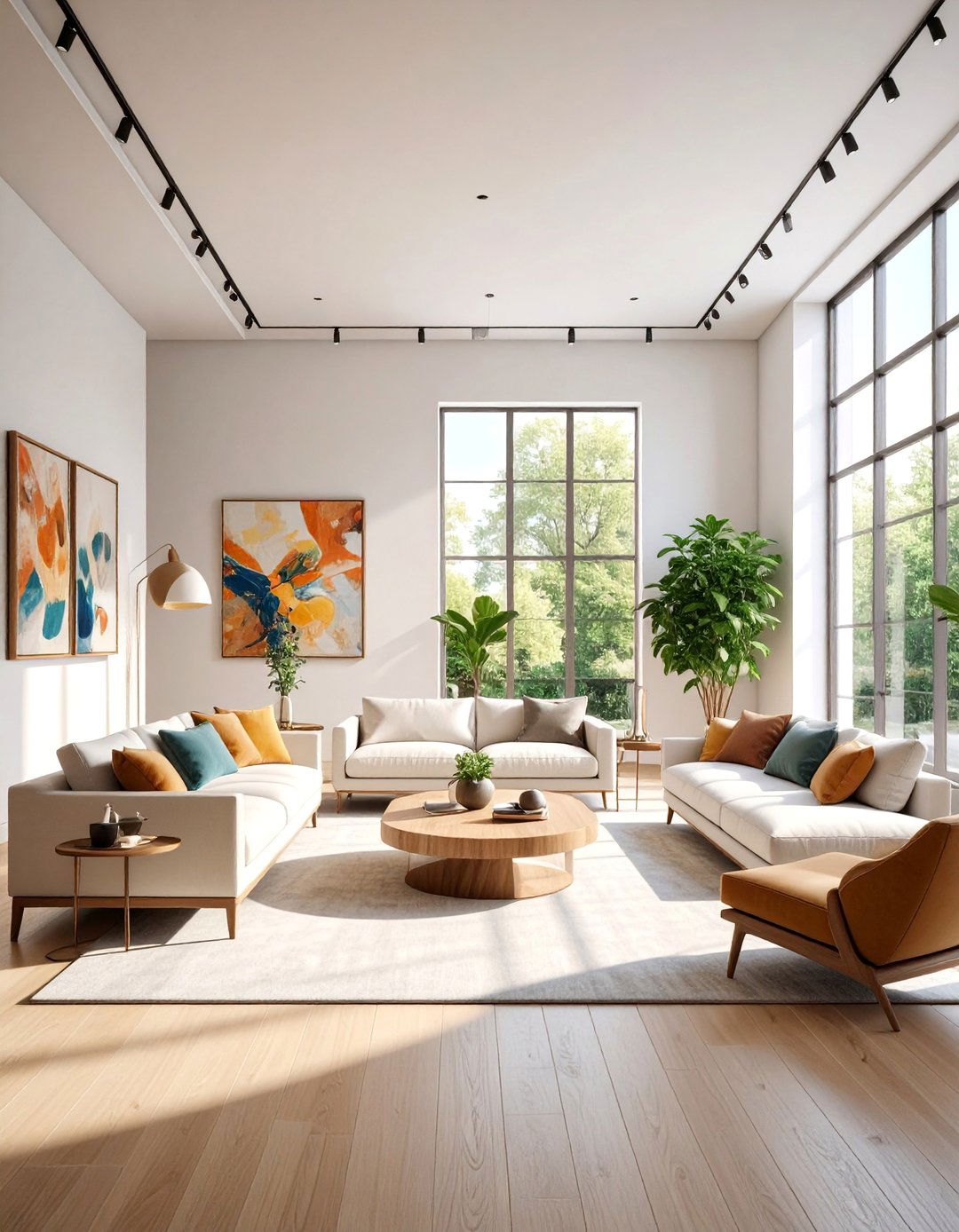 Contemporary Gallery Mansion Living Room with Rotating Art Collection - 25 Mansion Living Room Ideas