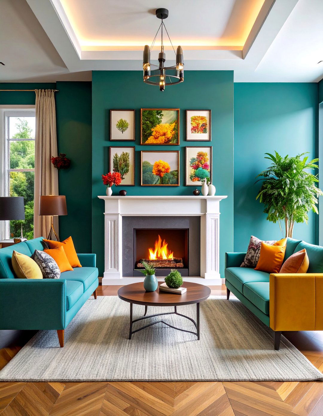 Contemporary Gallery Wall Fireplace with Curated Artwork - 25 Fireplace Decor Ideas