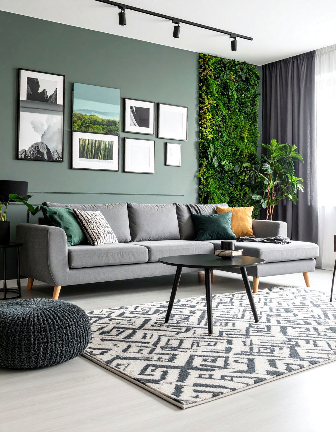 Contemporary Gallery Wall Living Room - 25 living room grey walls black trim