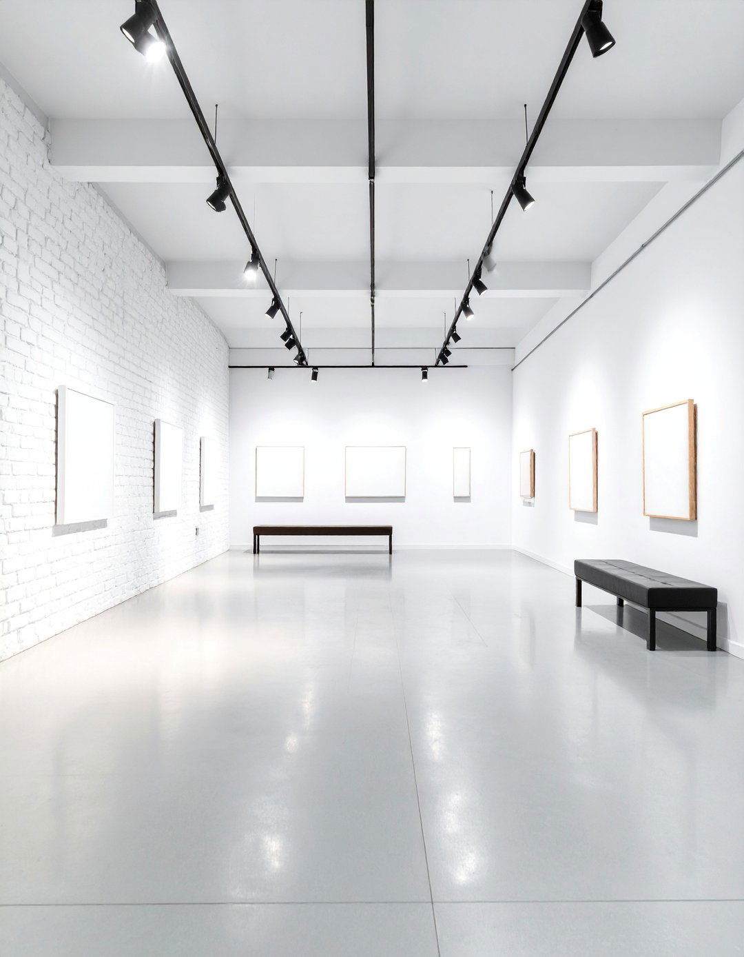 Contemporary Gallery Wall with White Minimalist Brick - 25 Brick Wallpaper Ideas