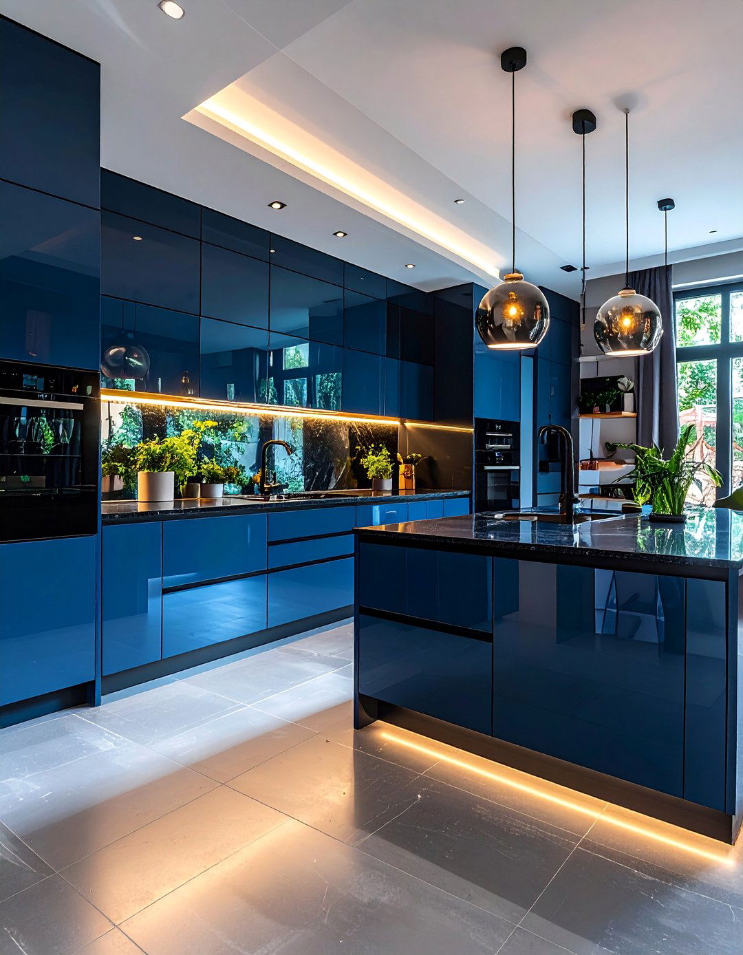 Contemporary Galley Kitchen with Glass Backsplash - 25 Kitchen Layout Ideas