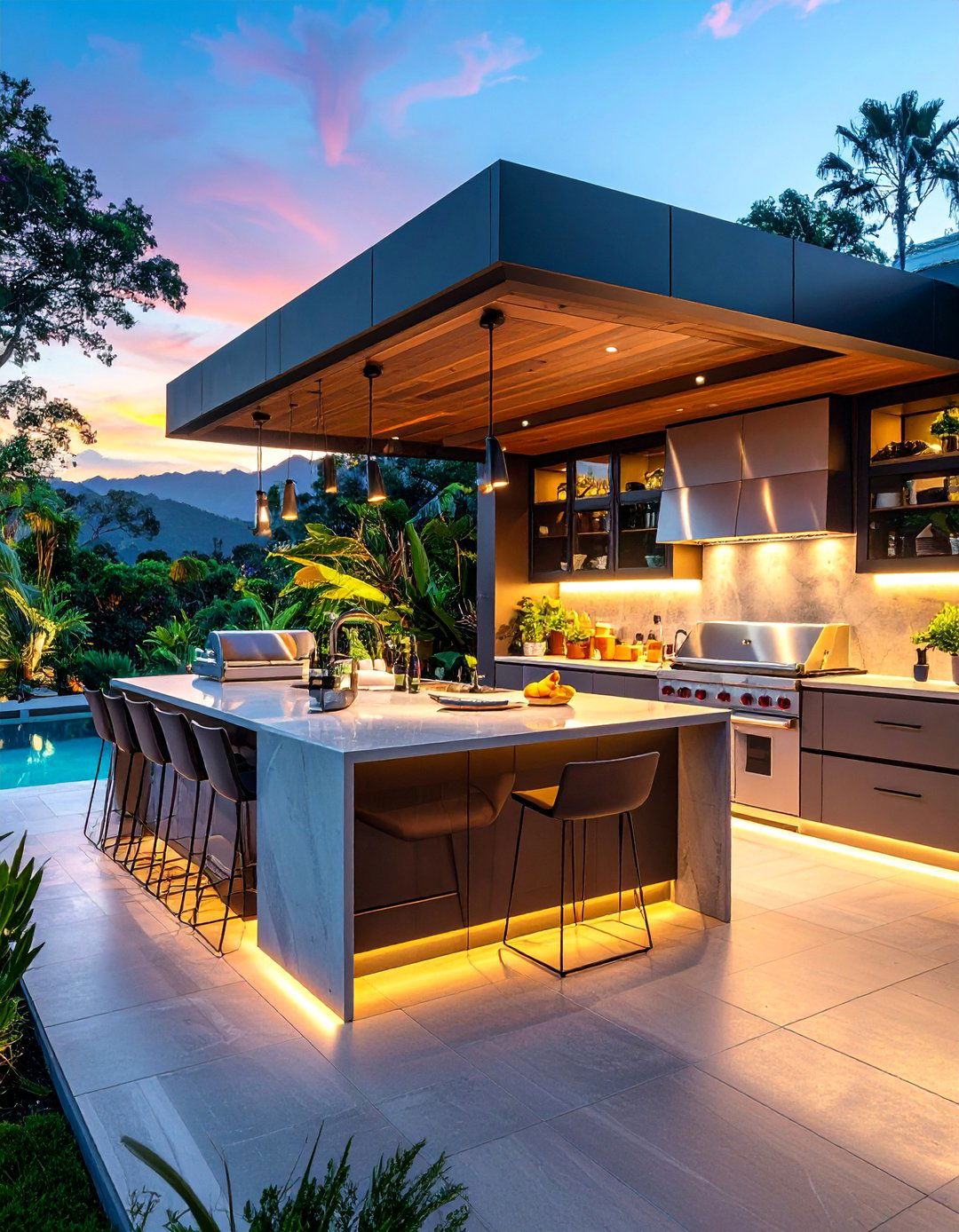 Contemporary Galley Kitchen with Premium Appliances - 25 Outdoor Kitchen Designs