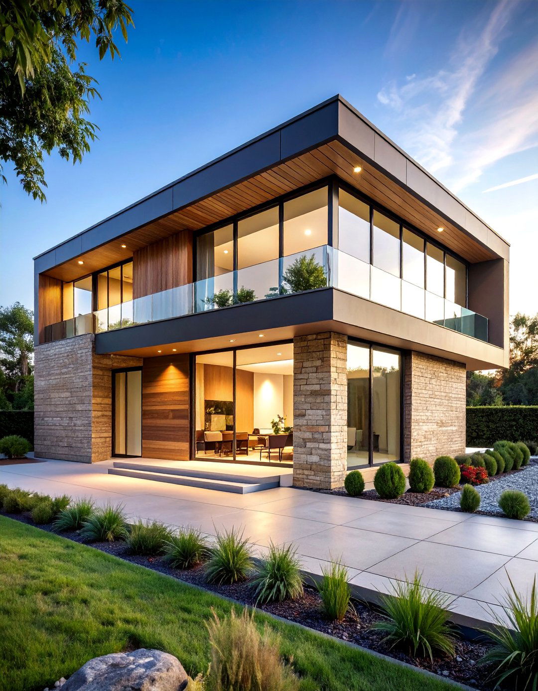 Contemporary Geometric Beige Brick Patterns - 25 Beige Brick Exterior Home Ideas