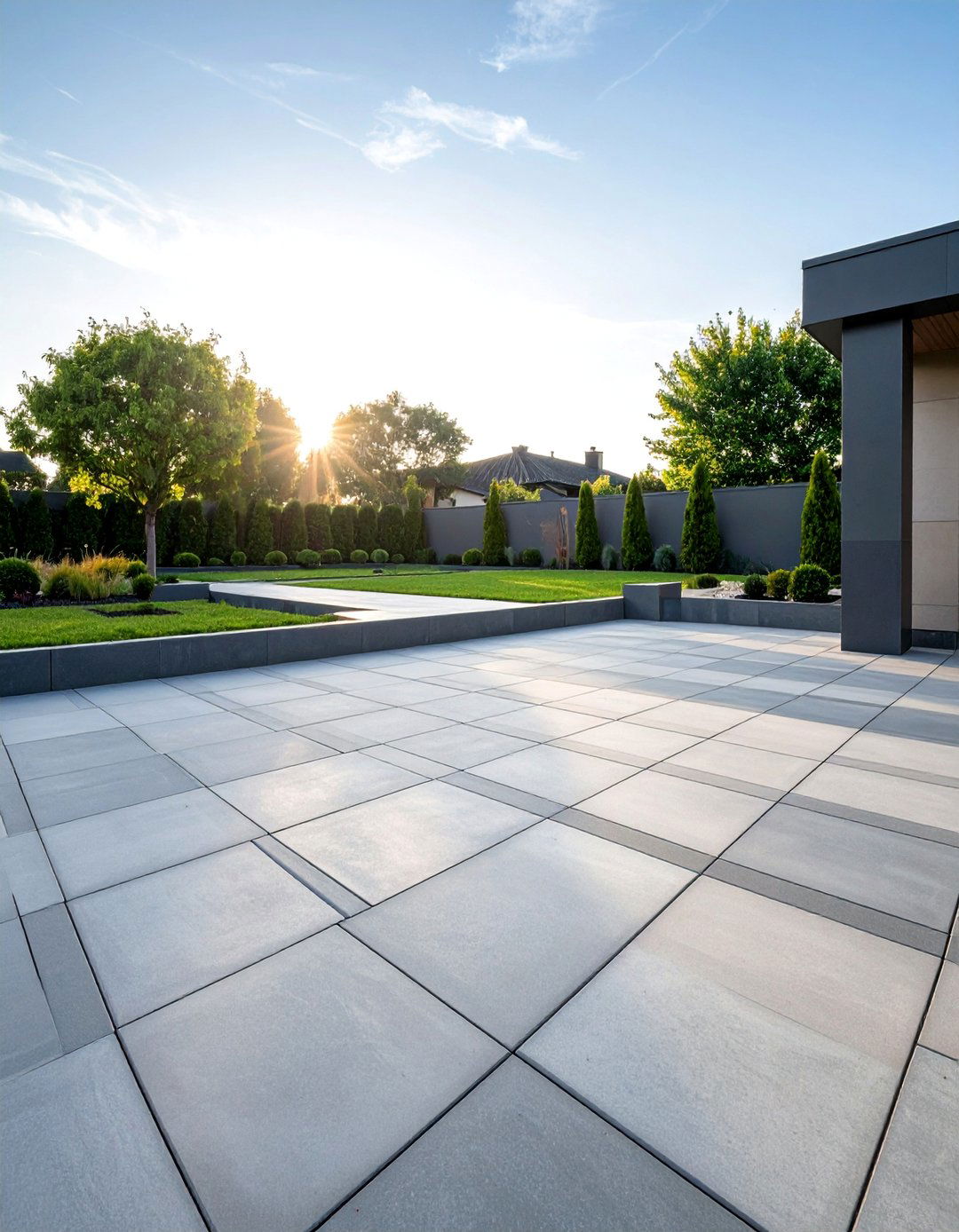 Contemporary Geometric Concrete Paver Arrangement - 25 Concrete Paver Walkway Ideas