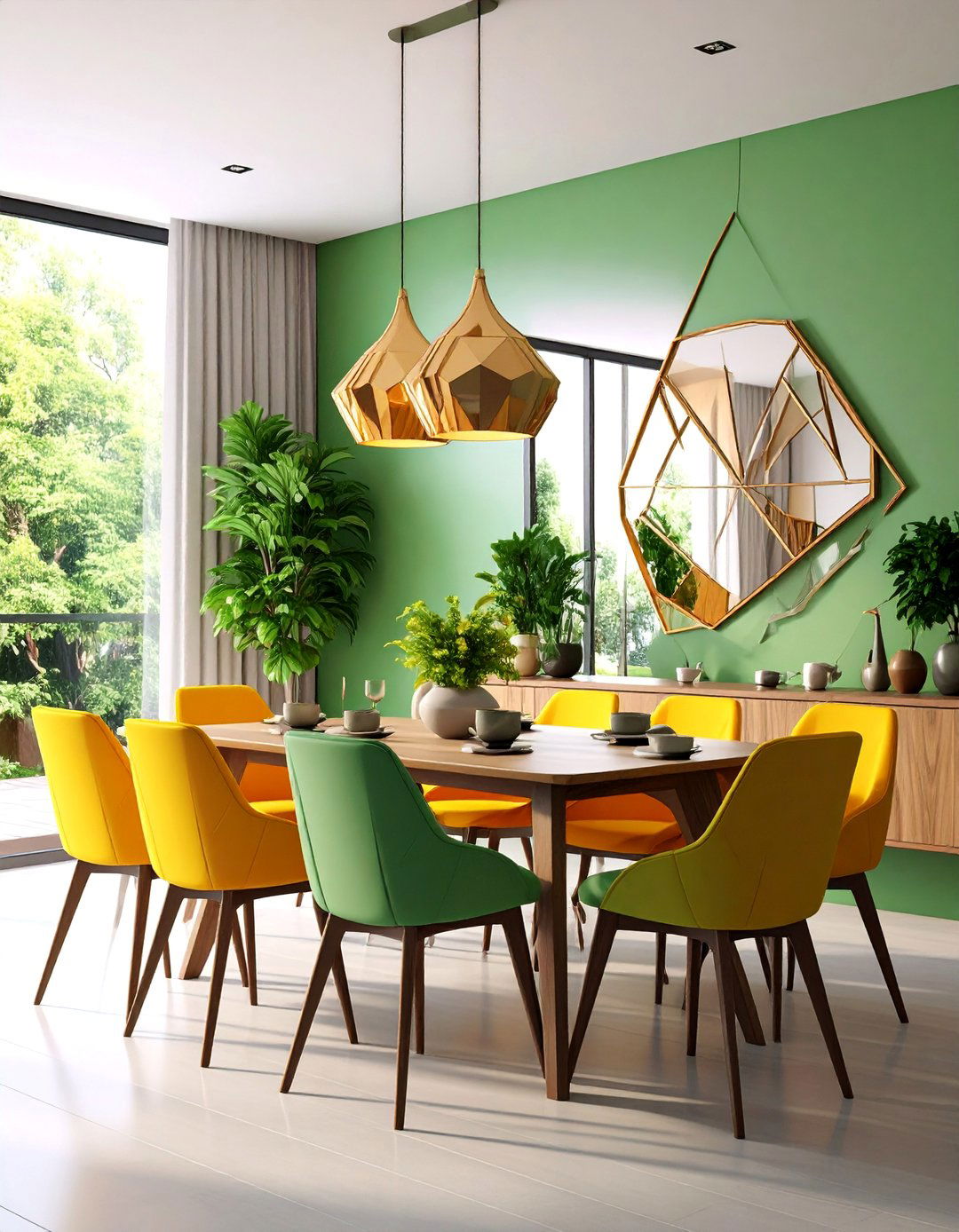Contemporary Geometric Mirror with Angular Design - 25 Dining Room Mirror Ideas
